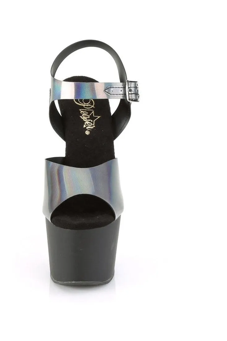 ADORE-708N-DT Exotic Platform Sandal | Pewter Hologram