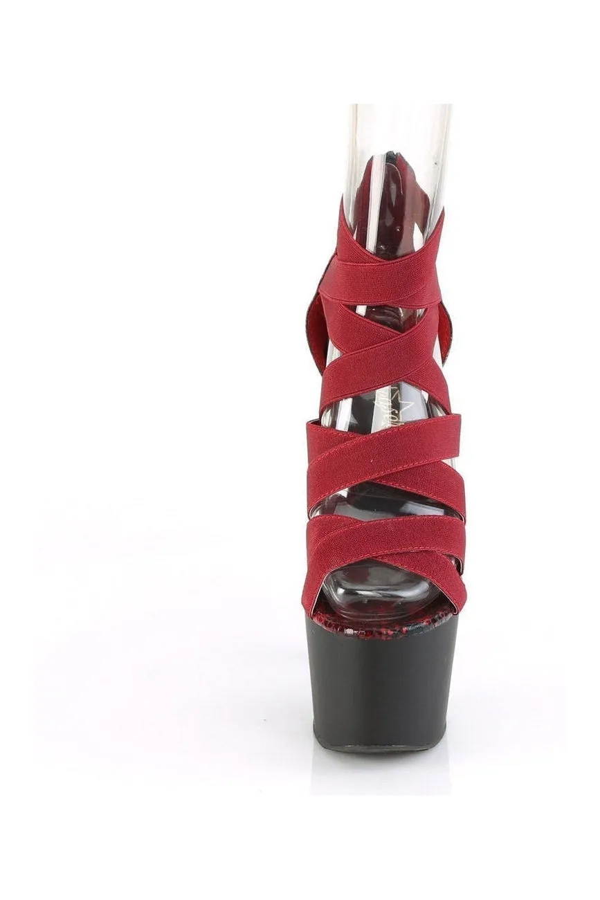 ADORE-748SP Exotic Sandal | Burgundy Elastic