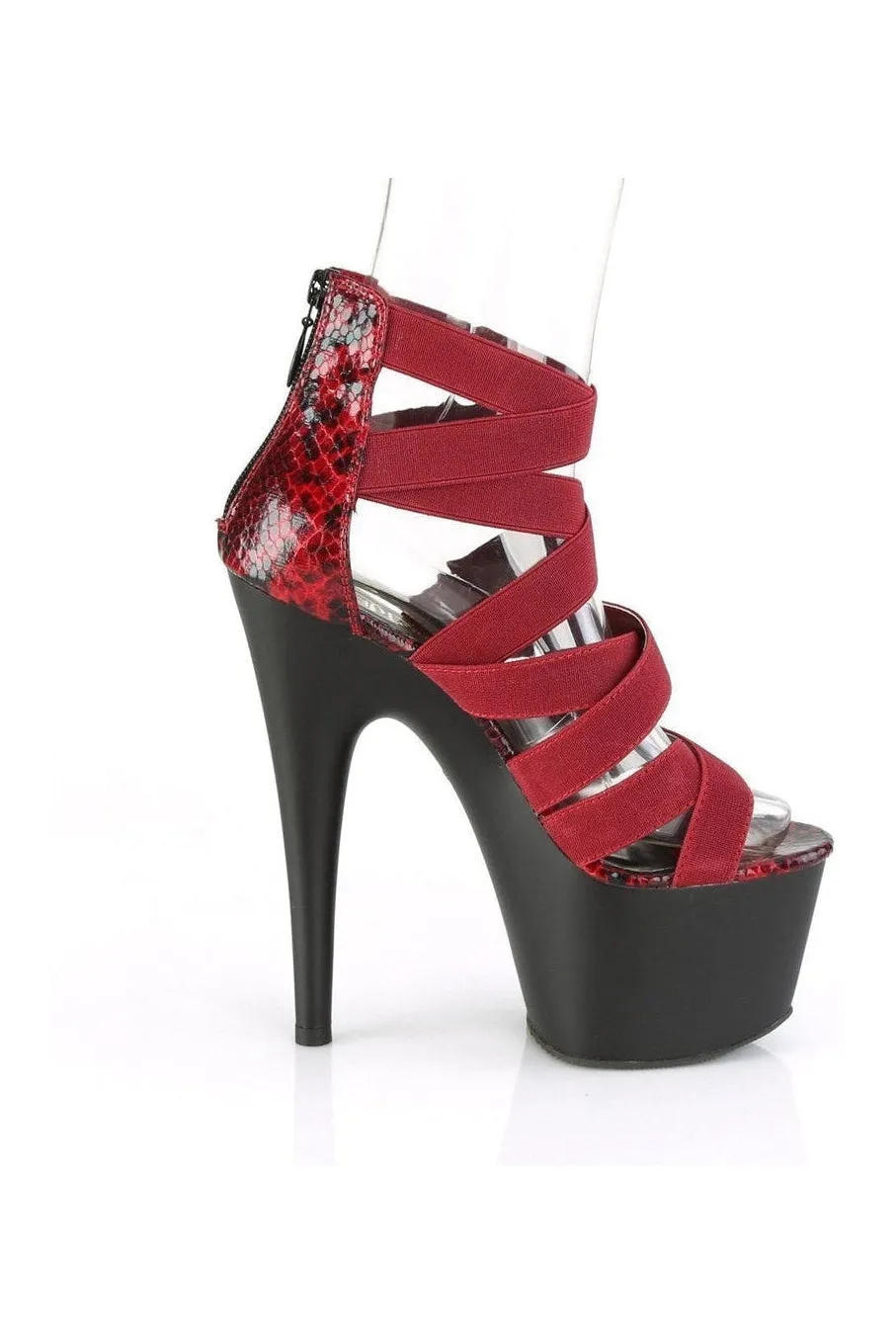 ADORE-748SP Exotic Sandal | Burgundy Elastic