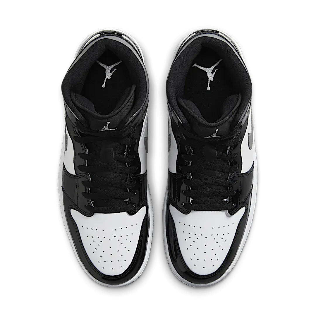 Air Jordan 1 Mid SE Patent Black White Metallic Silver Metallic Gold