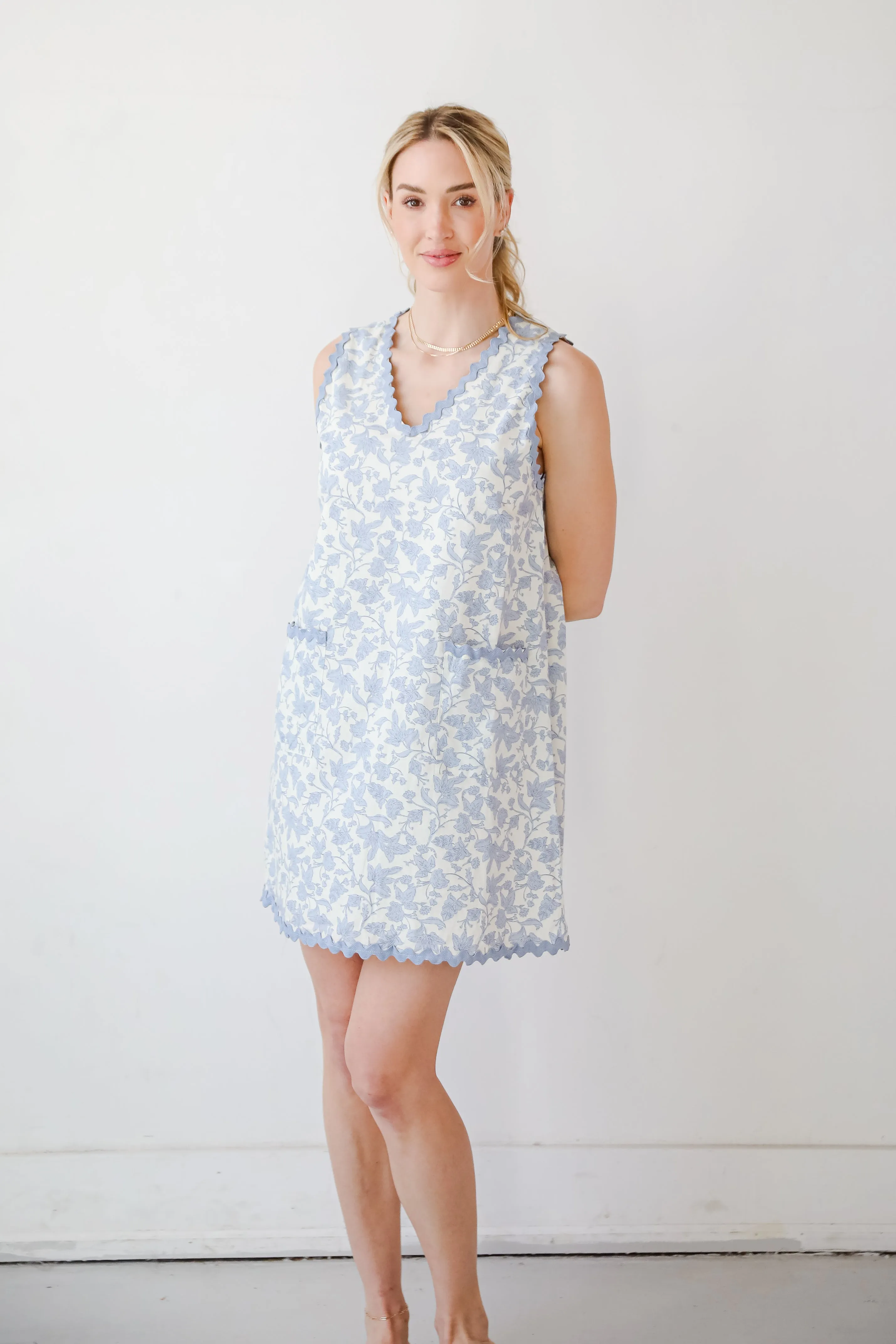 All For You Blue Floral Mini Dress