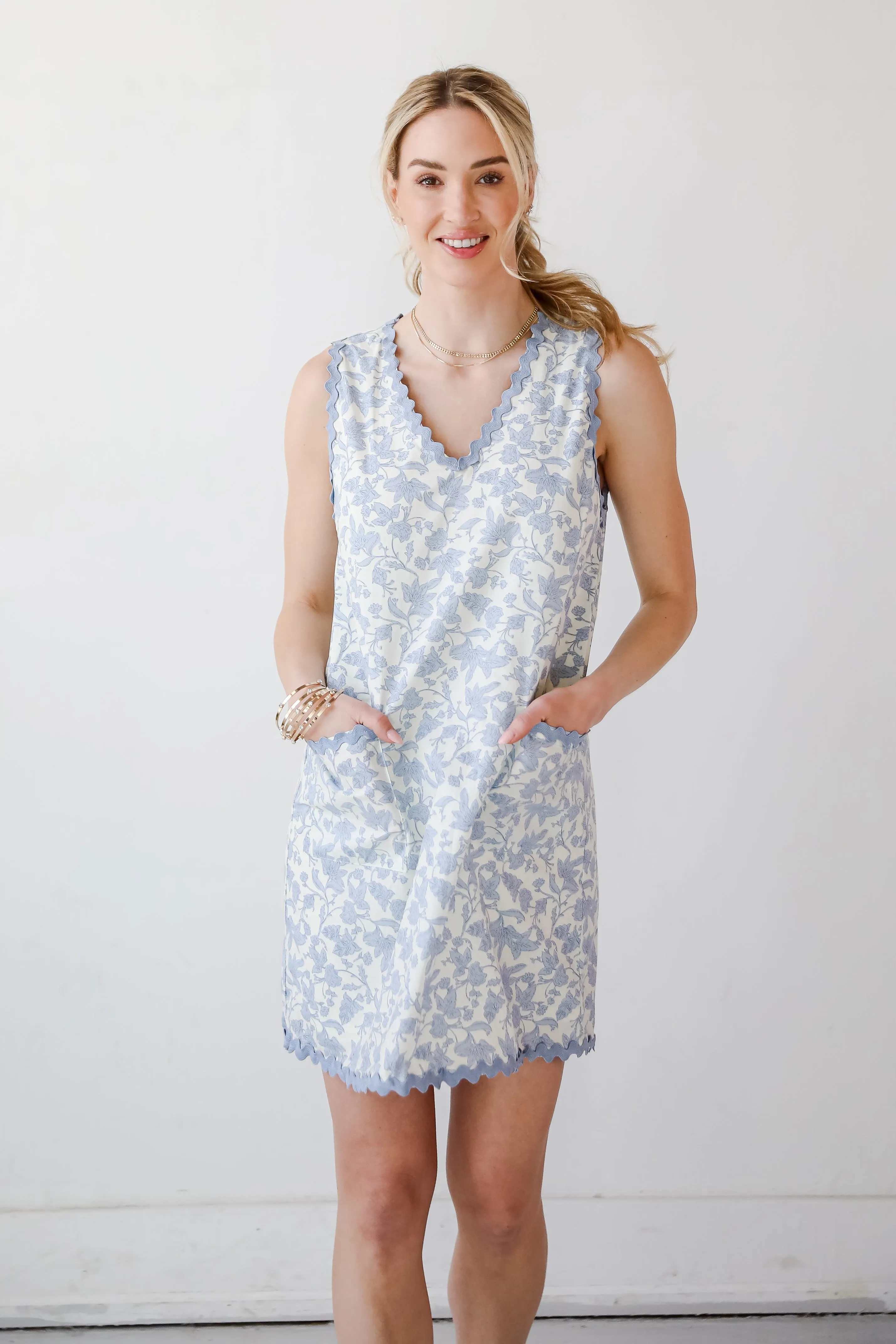 All For You Blue Floral Mini Dress