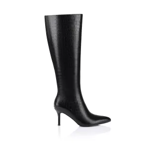 Bessie Tall Boots - Black Croc