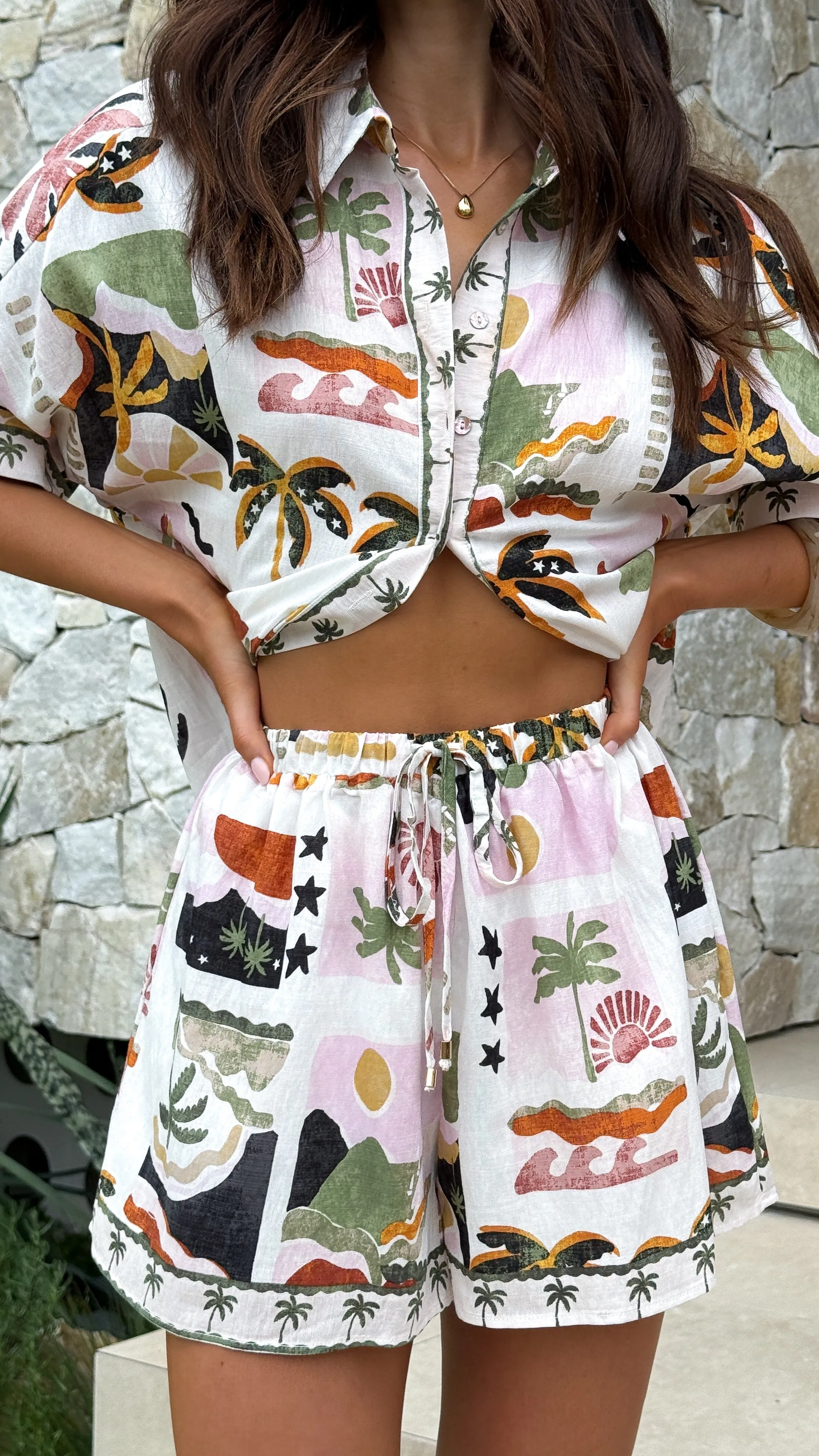 Daley Button Up Shirt - Desert Palms