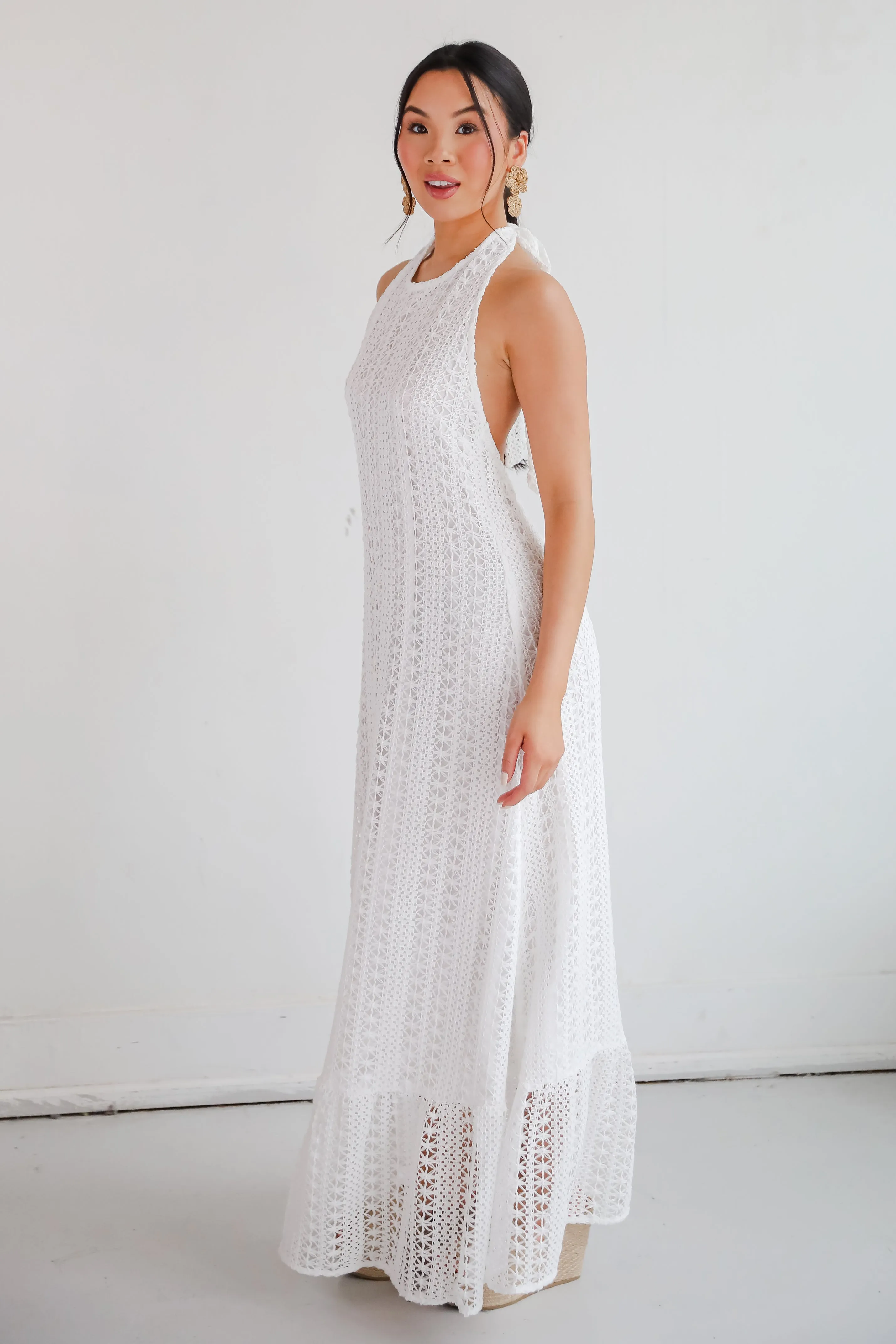 Divine Intentions Crochet Knit Halter Maxi Dress