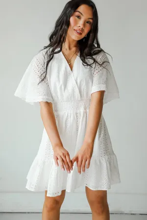 Extraordinary Presence White Eyelet Mini Dress