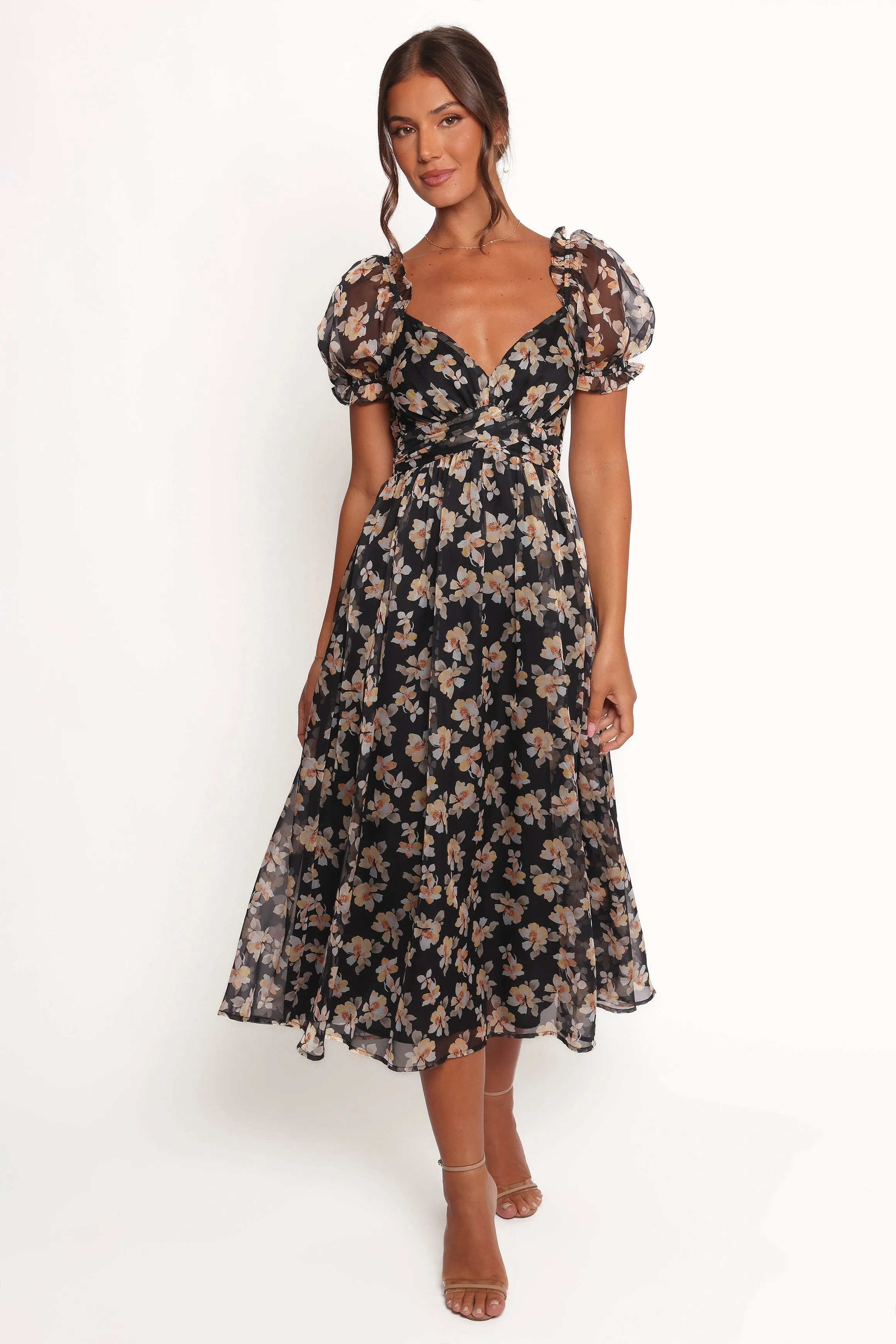 Farryn Maxi Dress - Black Beige Floral