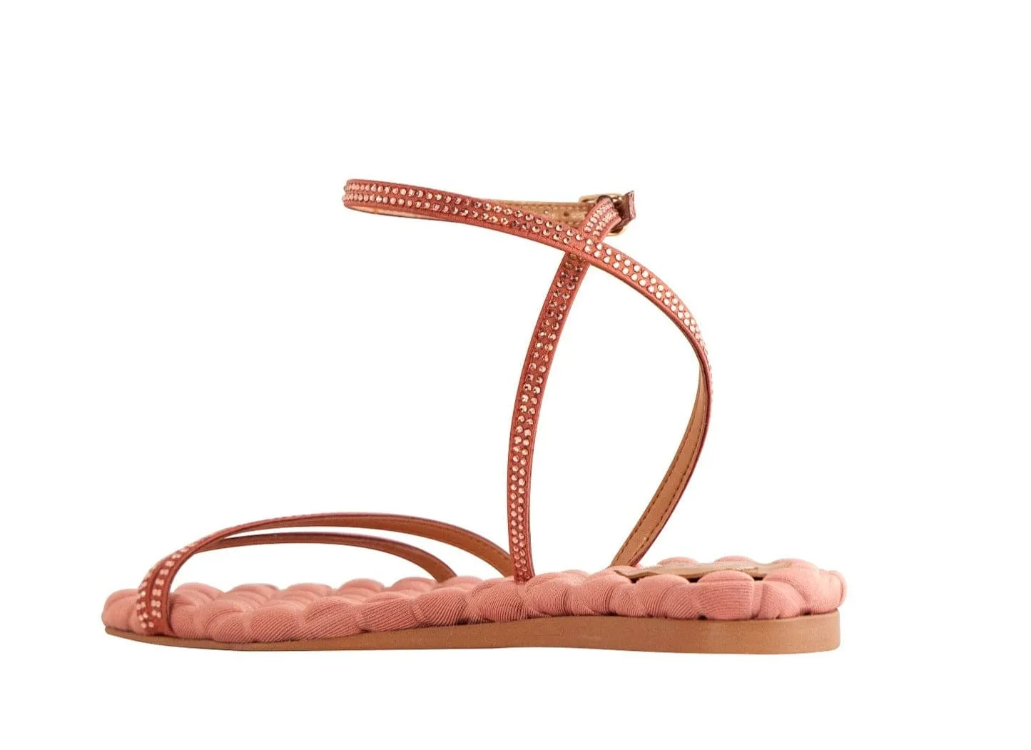 Faye Vegan Cotton Cushioned Sandals | Antique Rose Crystal