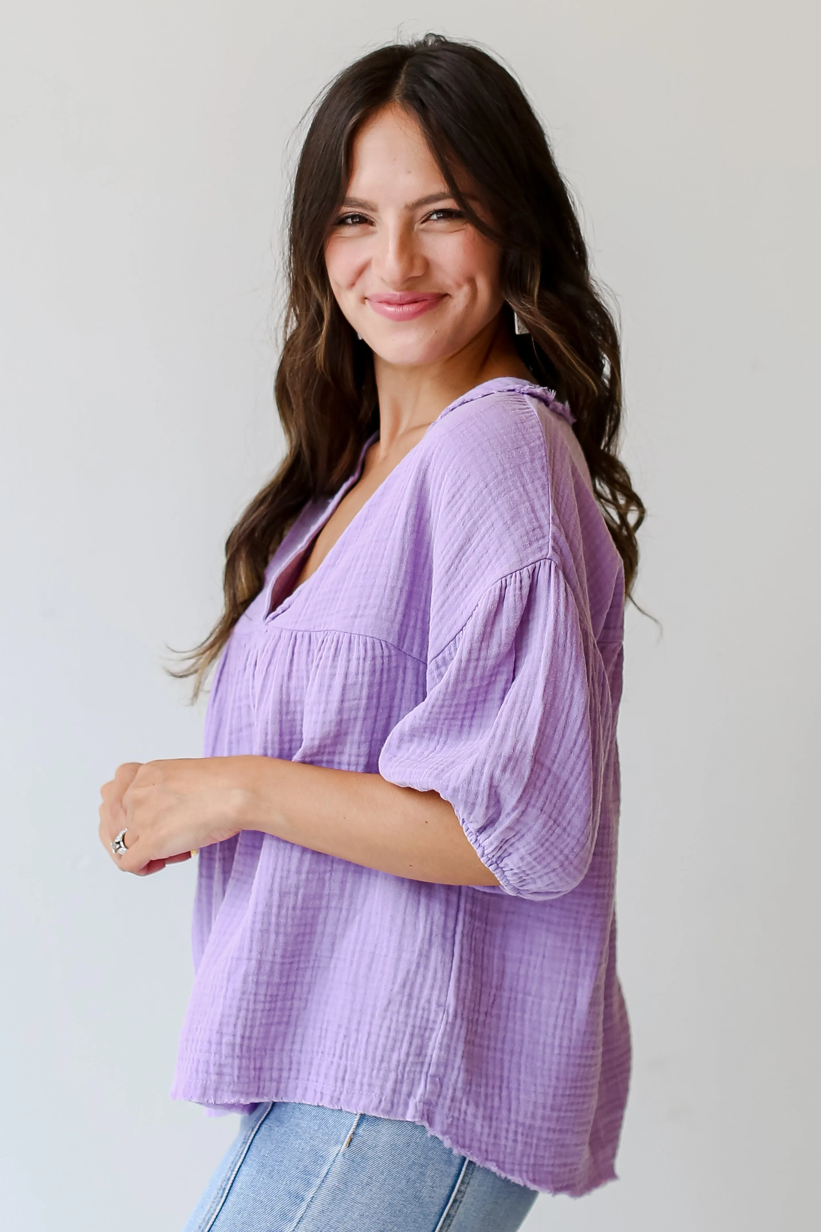 FINAL SALE - Adore The Feeling Linen Babydoll Blouse