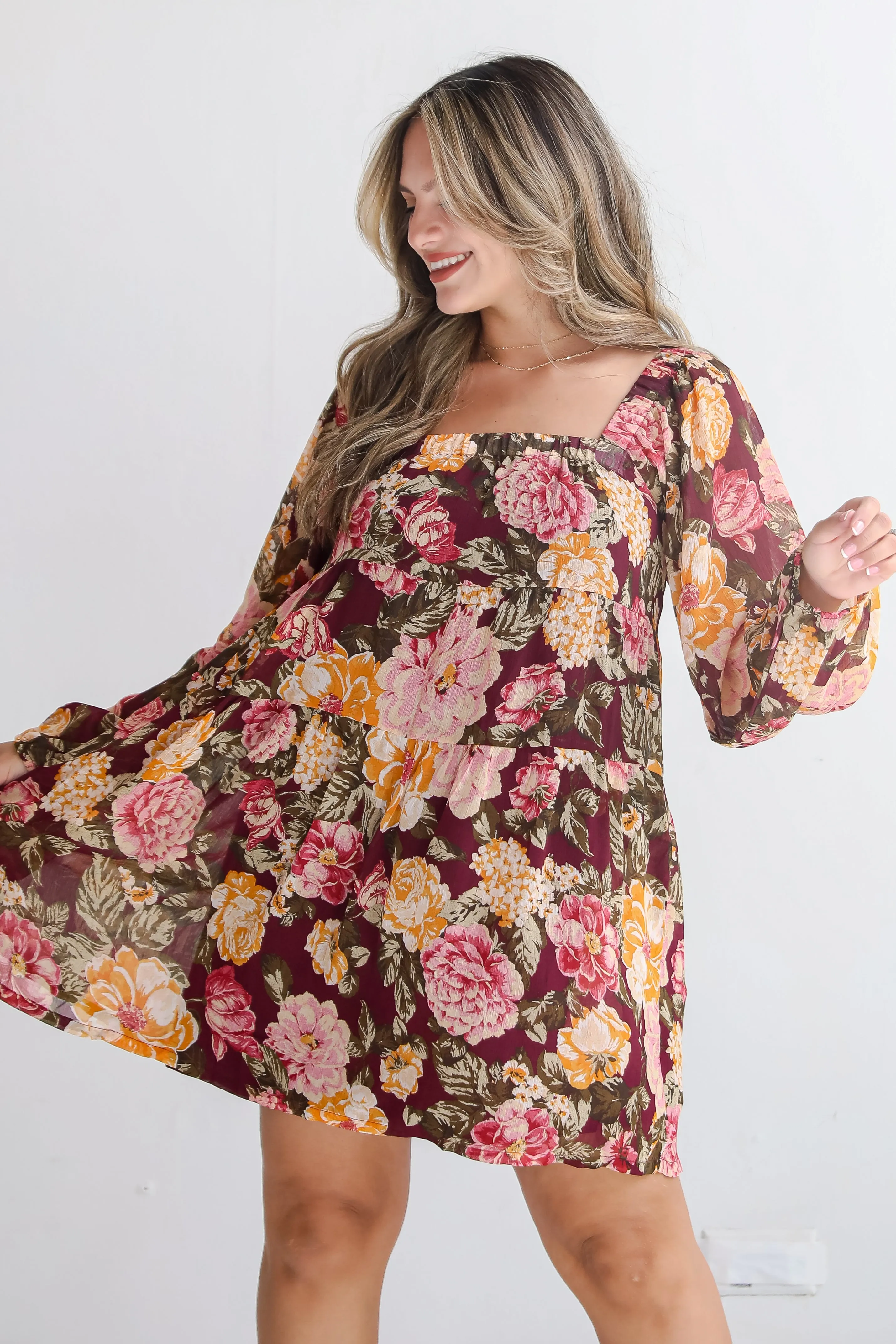 FINAL SALE - Breathtaking View Plum Floral Mini Dress