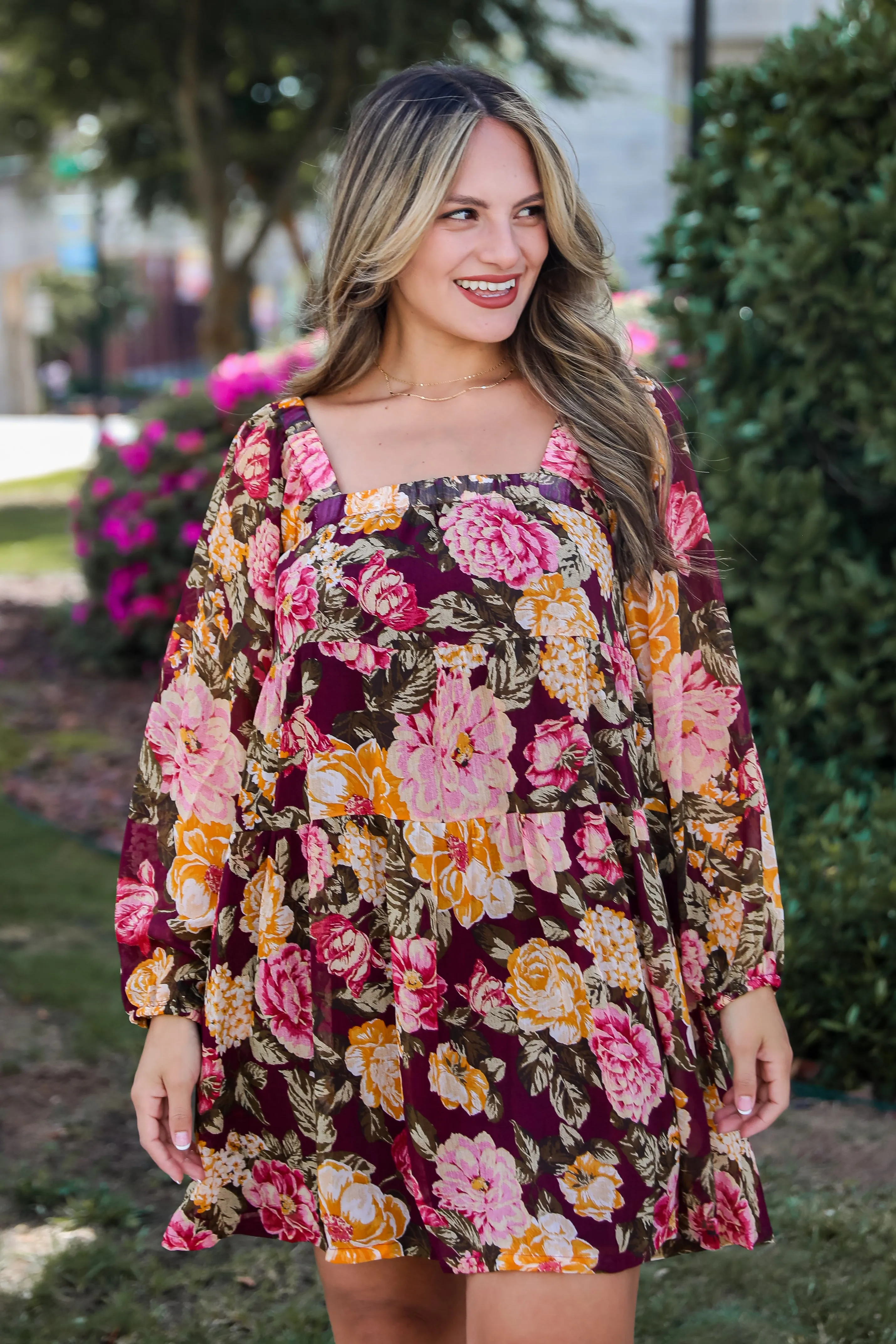 FINAL SALE - Breathtaking View Plum Floral Mini Dress