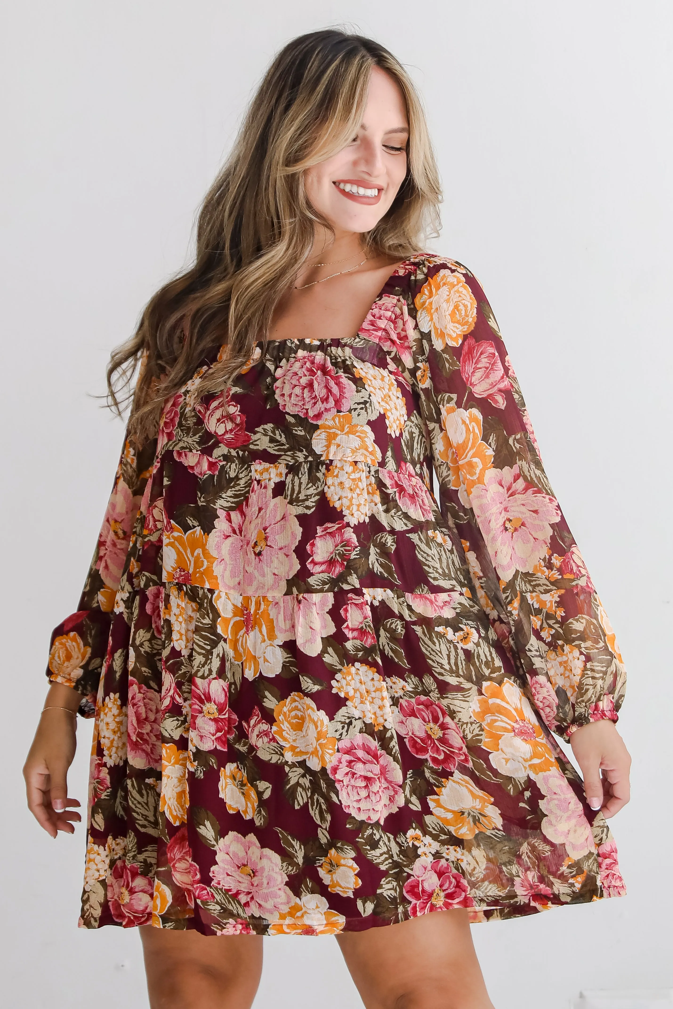 FINAL SALE - Breathtaking View Plum Floral Mini Dress