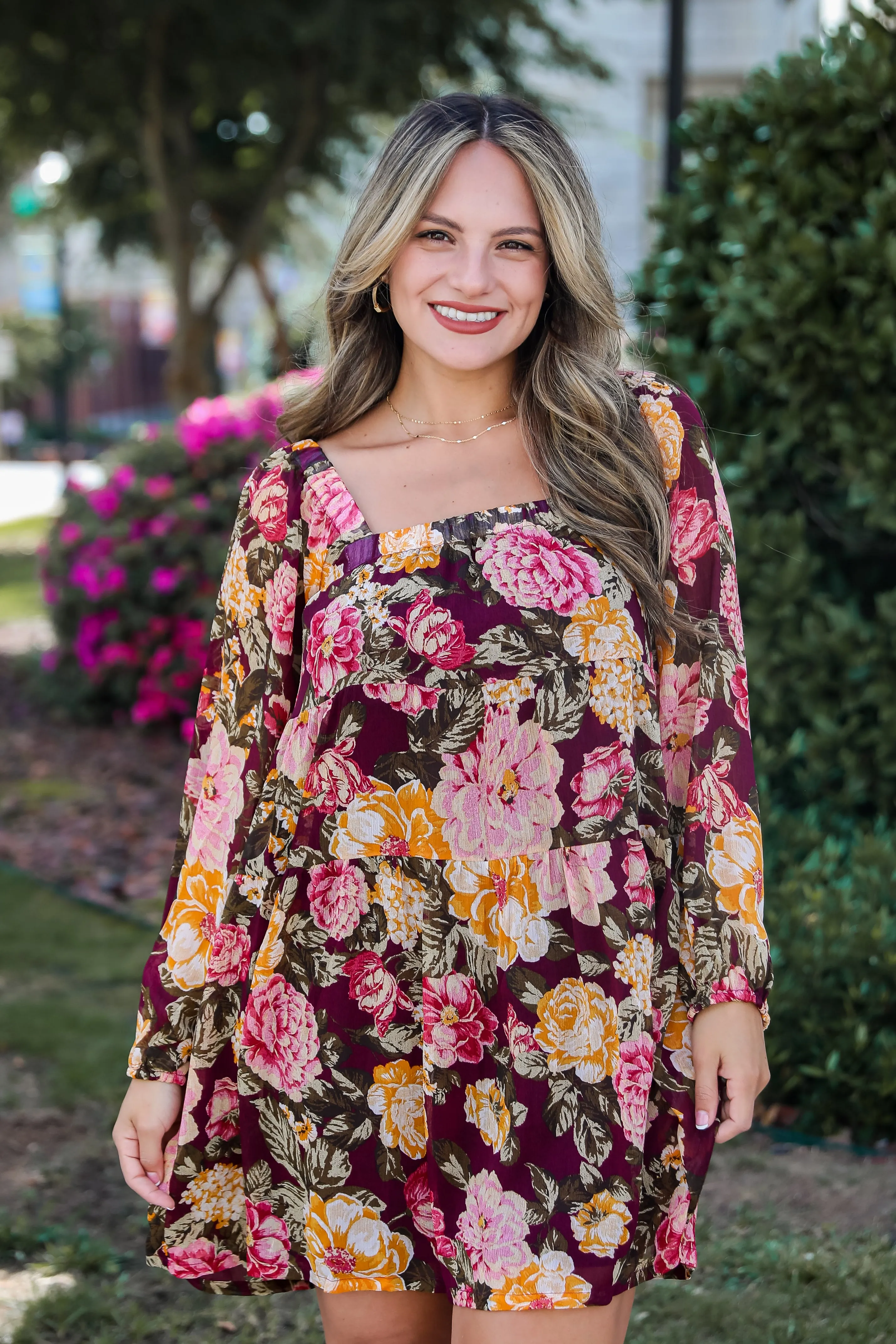 FINAL SALE - Breathtaking View Plum Floral Mini Dress