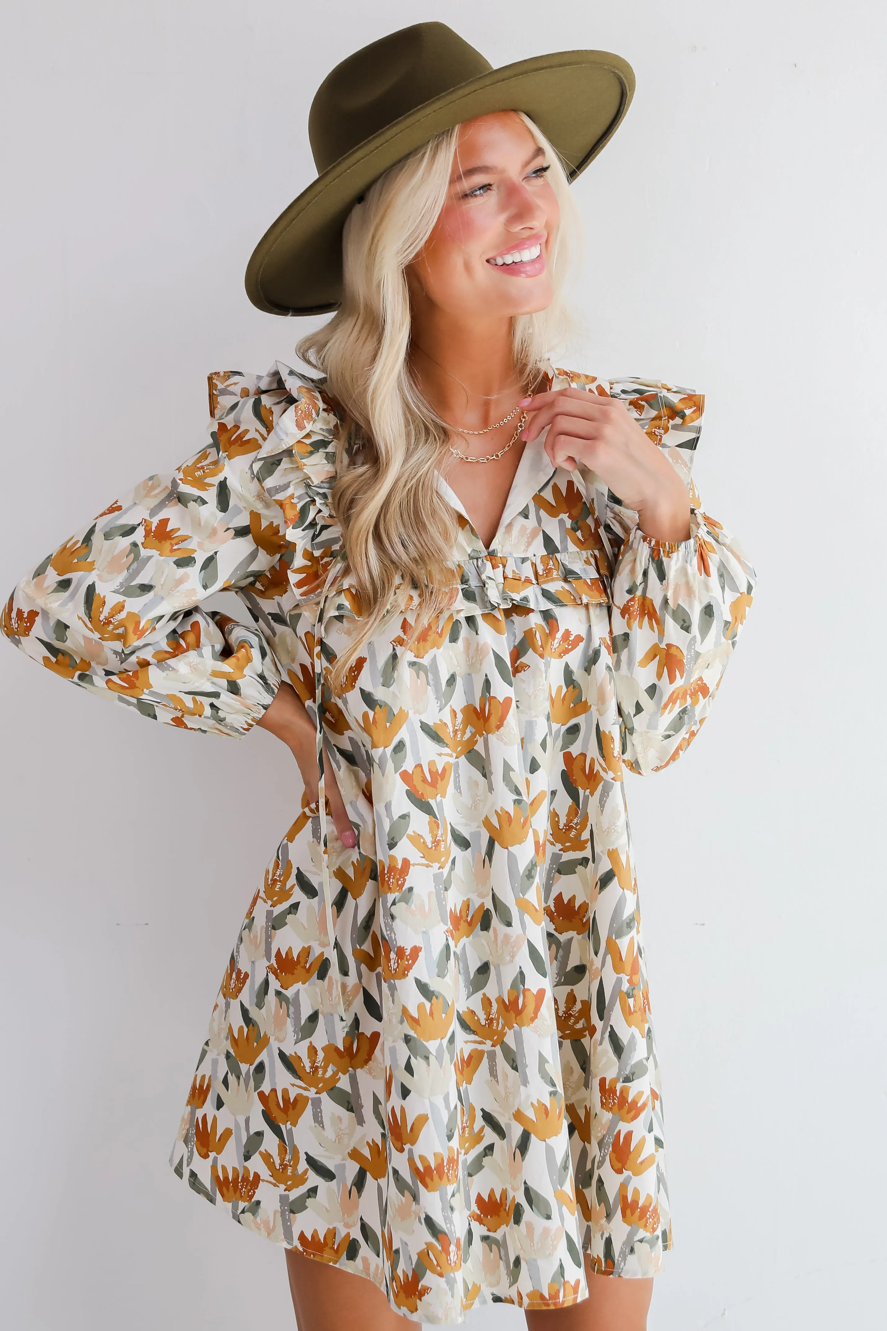 FINAL SALE - Delightful Crush Cream Floral Mini Dress