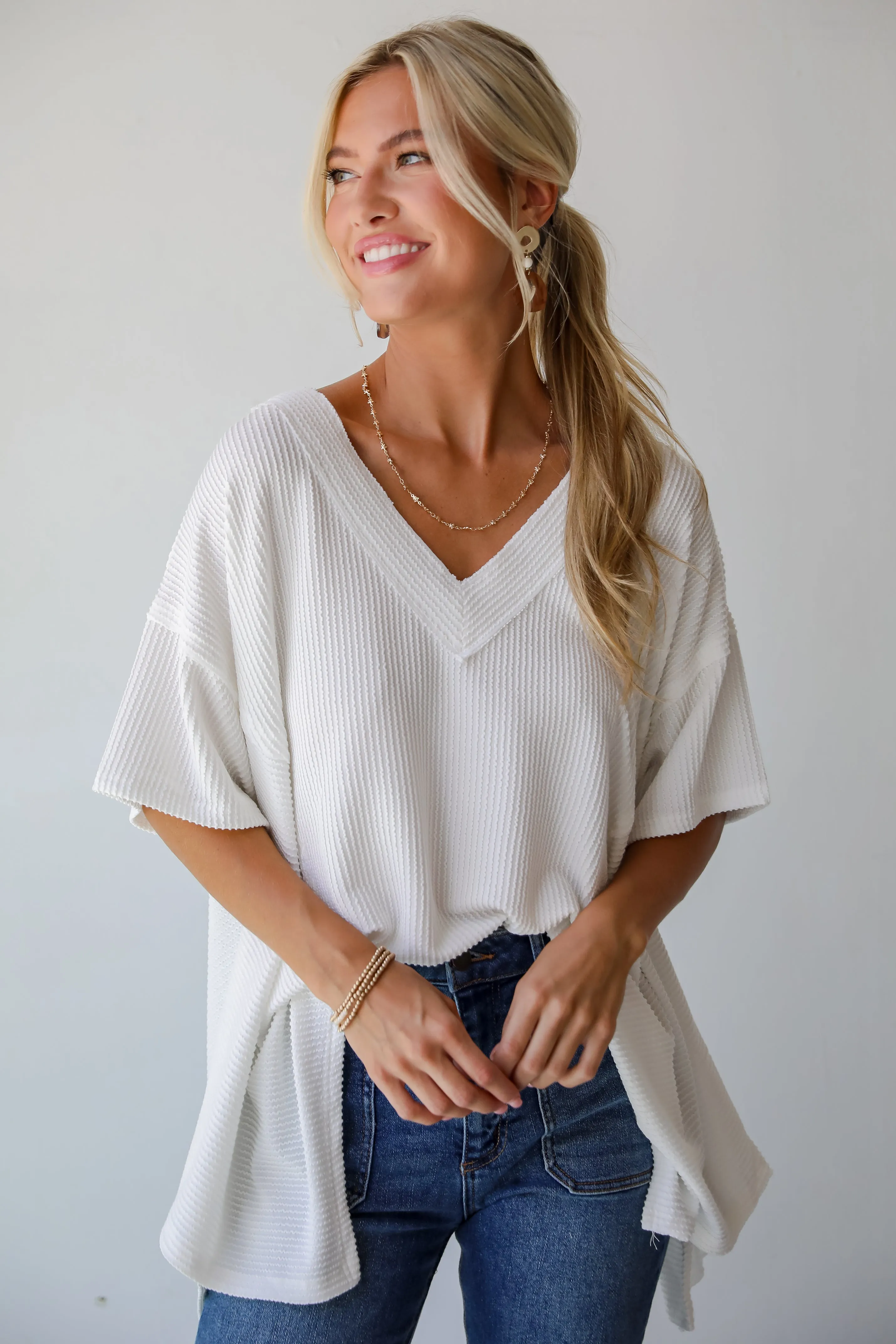FINAL SALE - Essential Pick Off White Corded Top