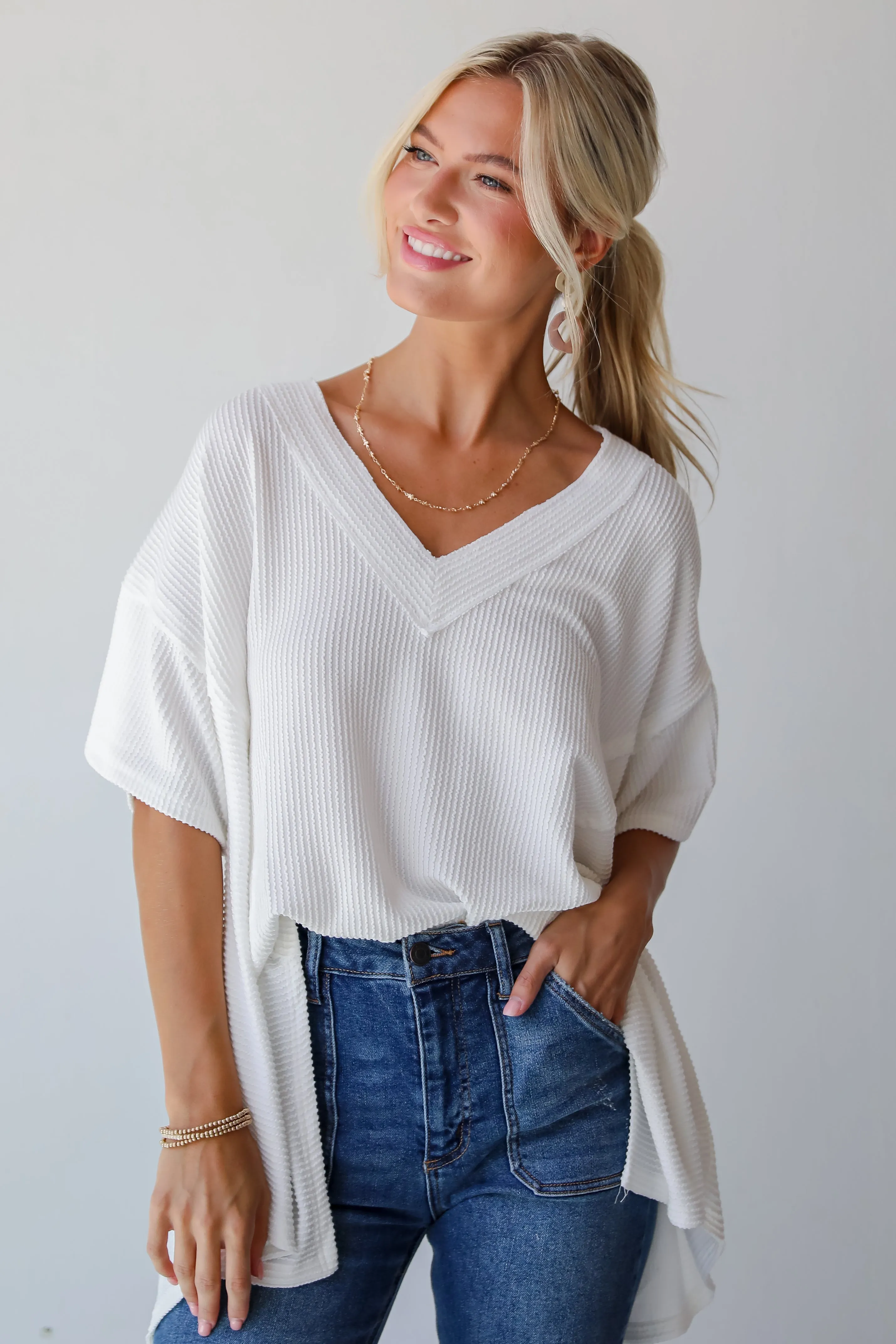 FINAL SALE - Essential Pick Off White Corded Top