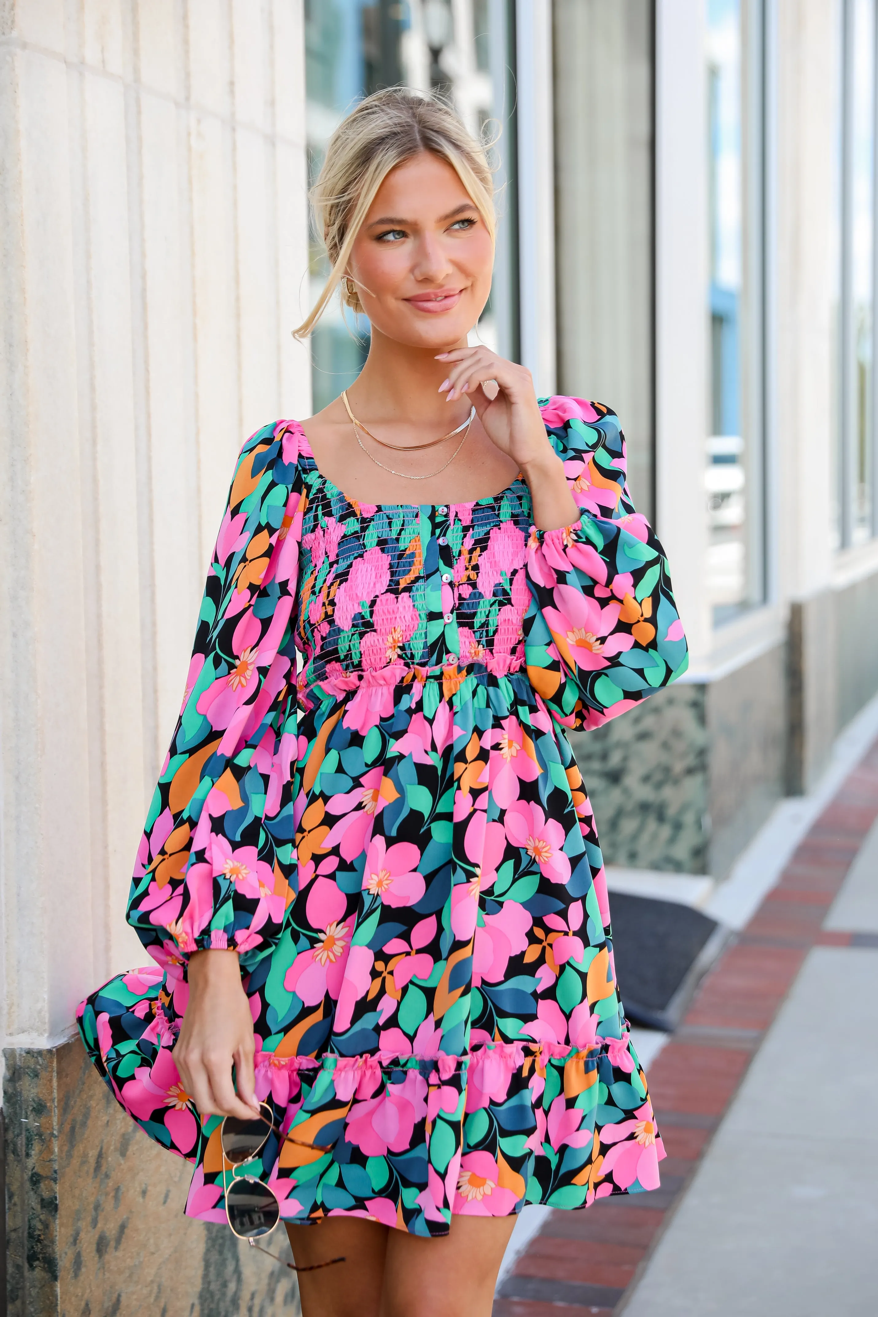 FINAL SALE - Evening Splendor Black Floral Mini Dress
