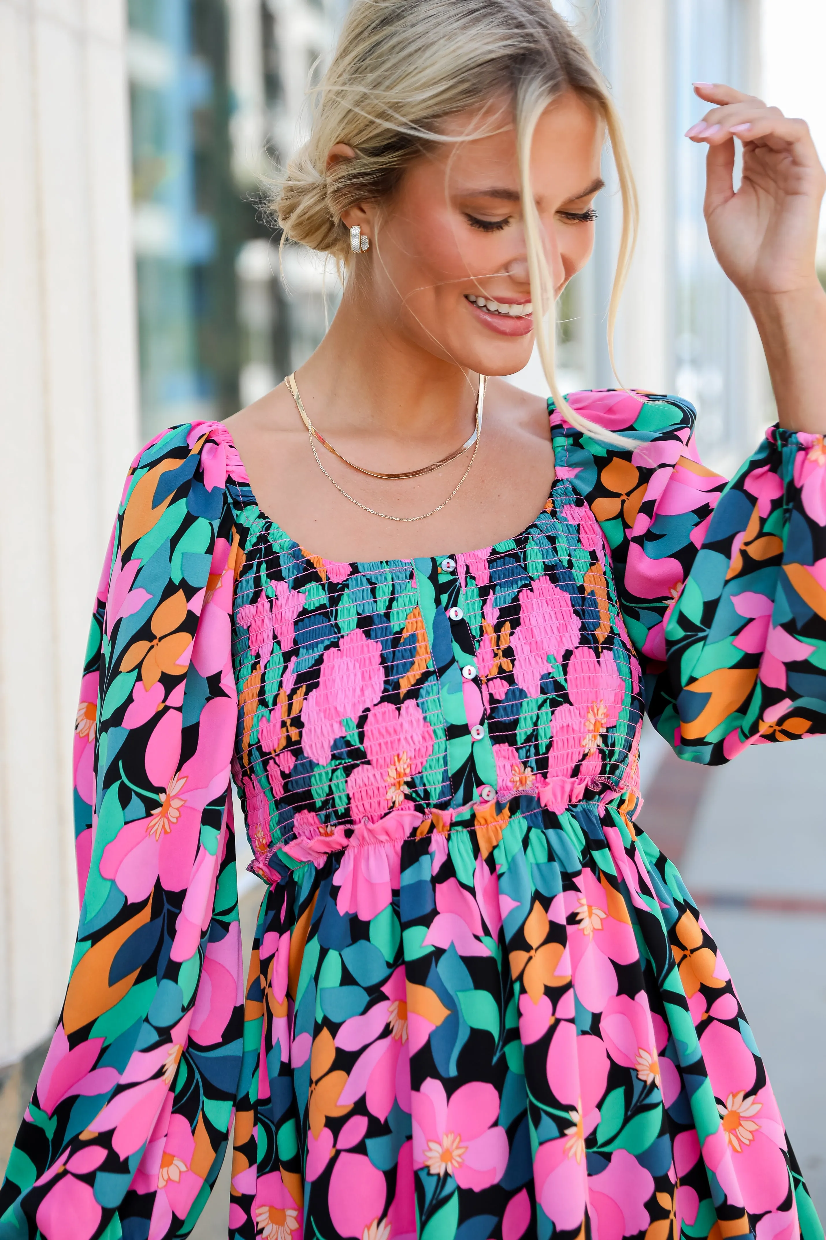 FINAL SALE - Evening Splendor Black Floral Mini Dress
