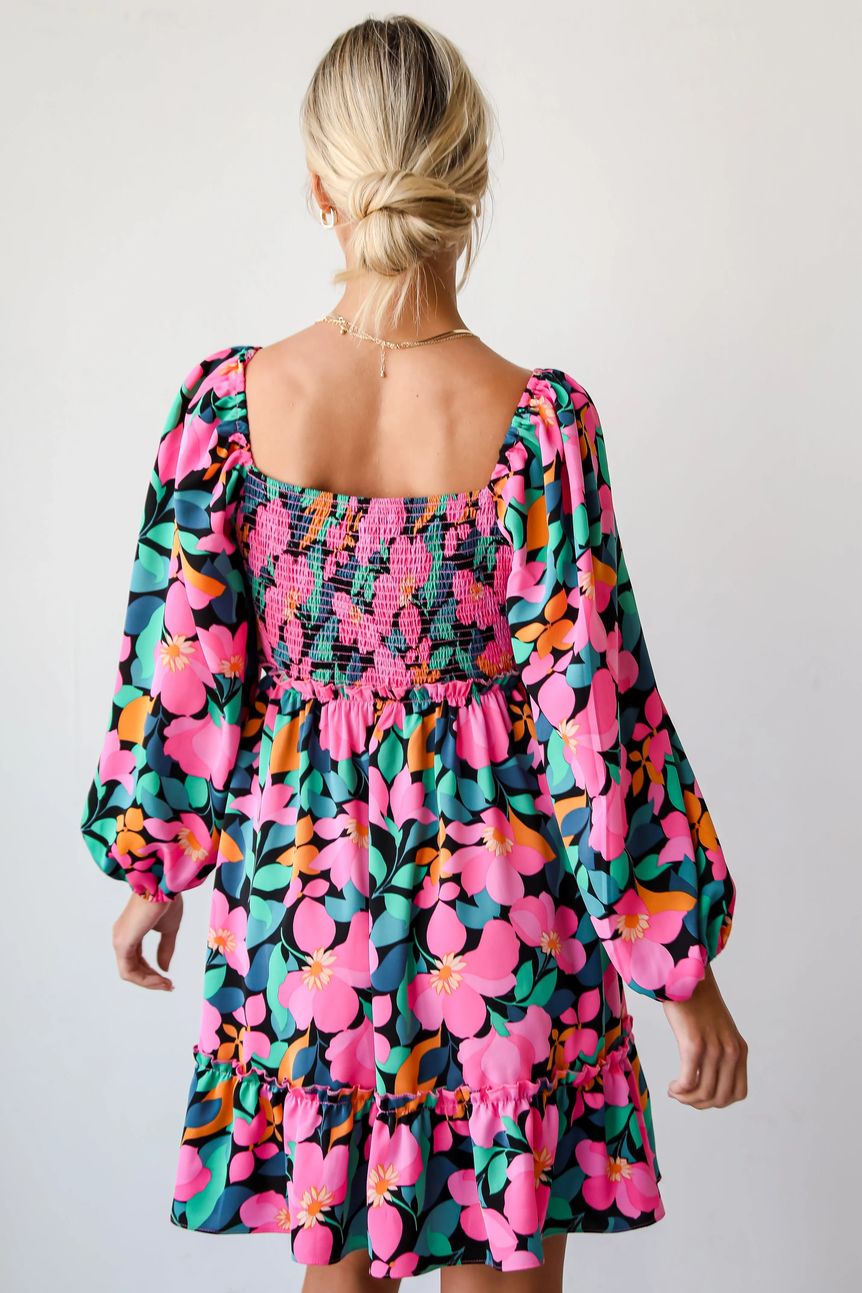 FINAL SALE - Evening Splendor Black Floral Mini Dress