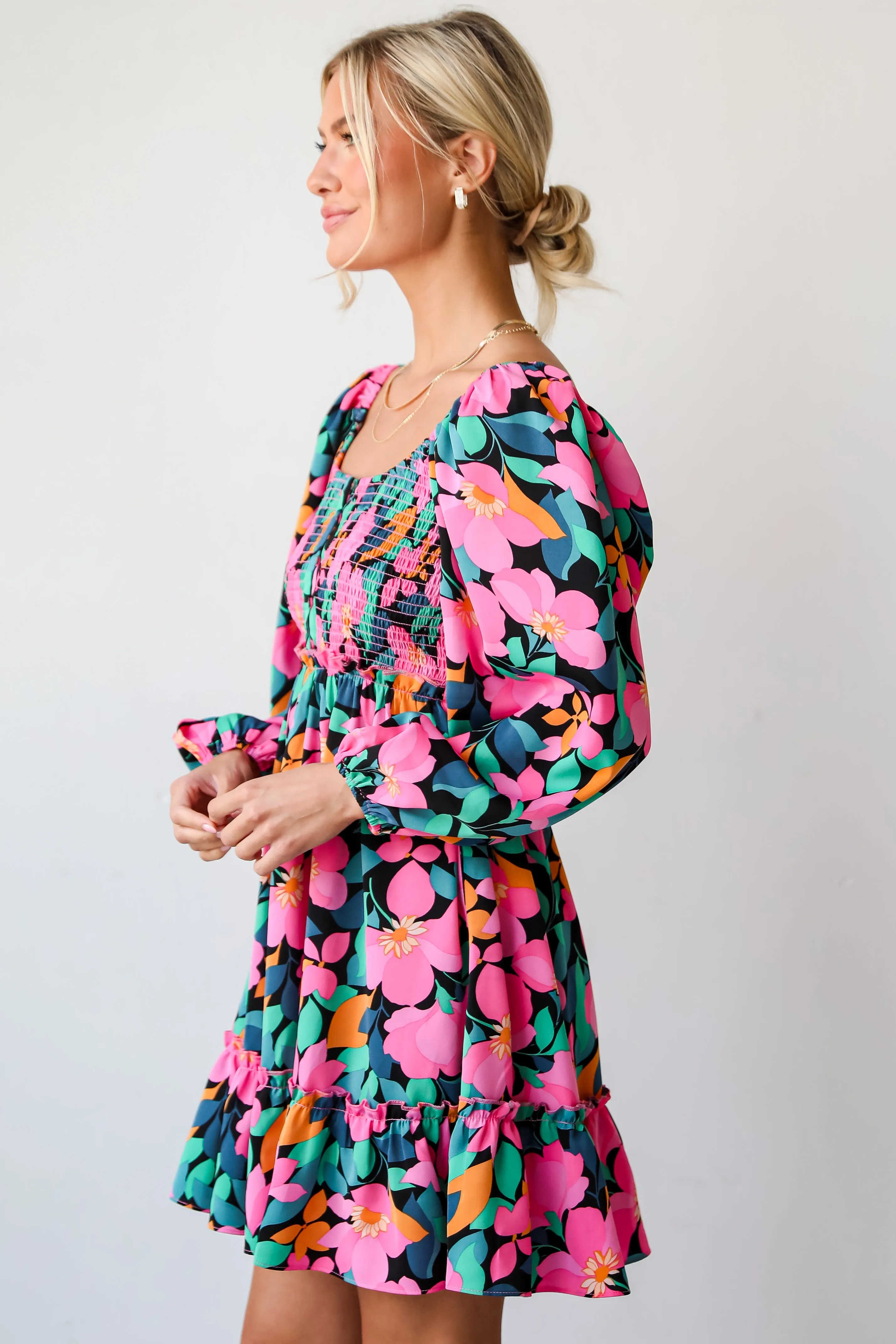 FINAL SALE - Evening Splendor Black Floral Mini Dress