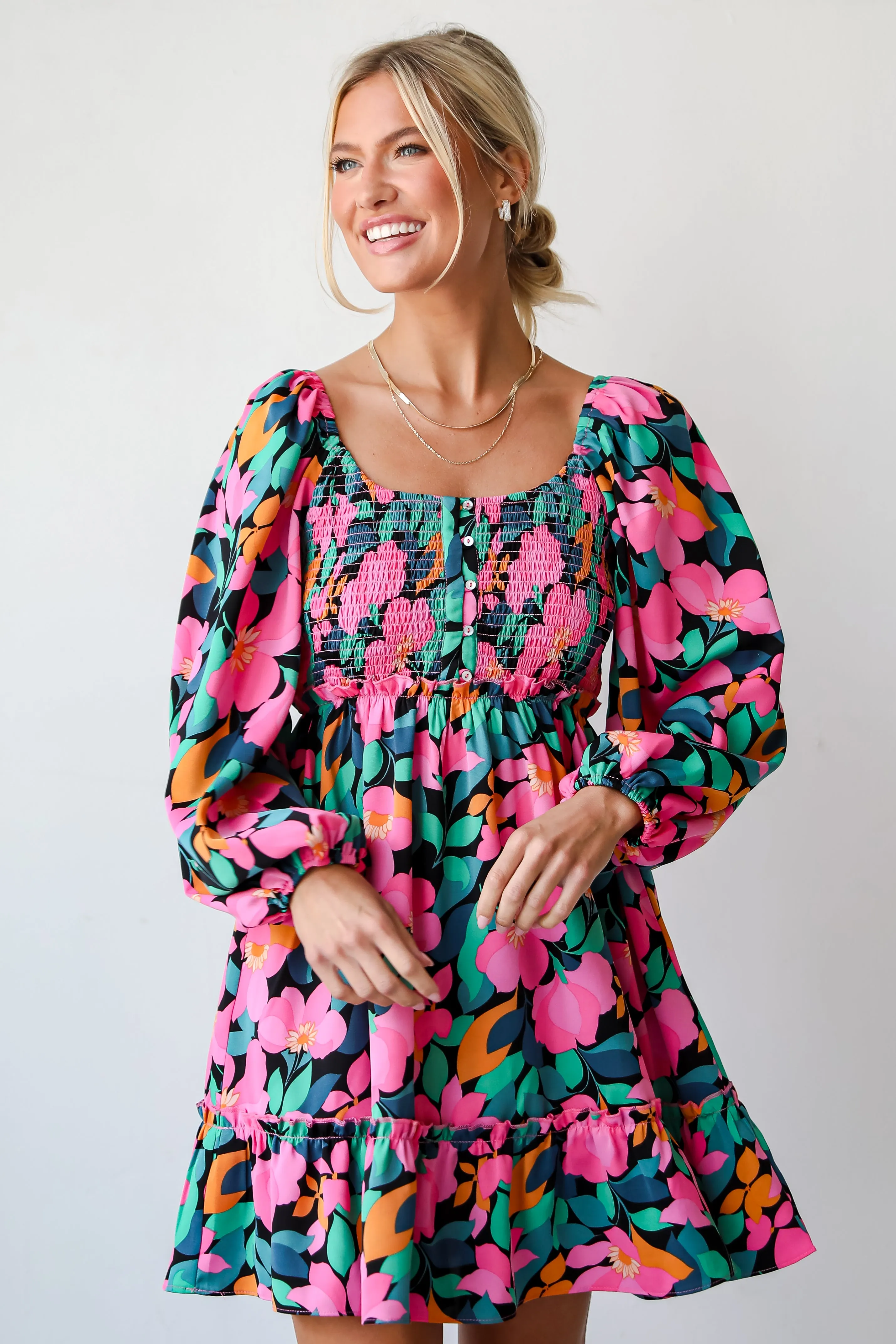 FINAL SALE - Evening Splendor Black Floral Mini Dress