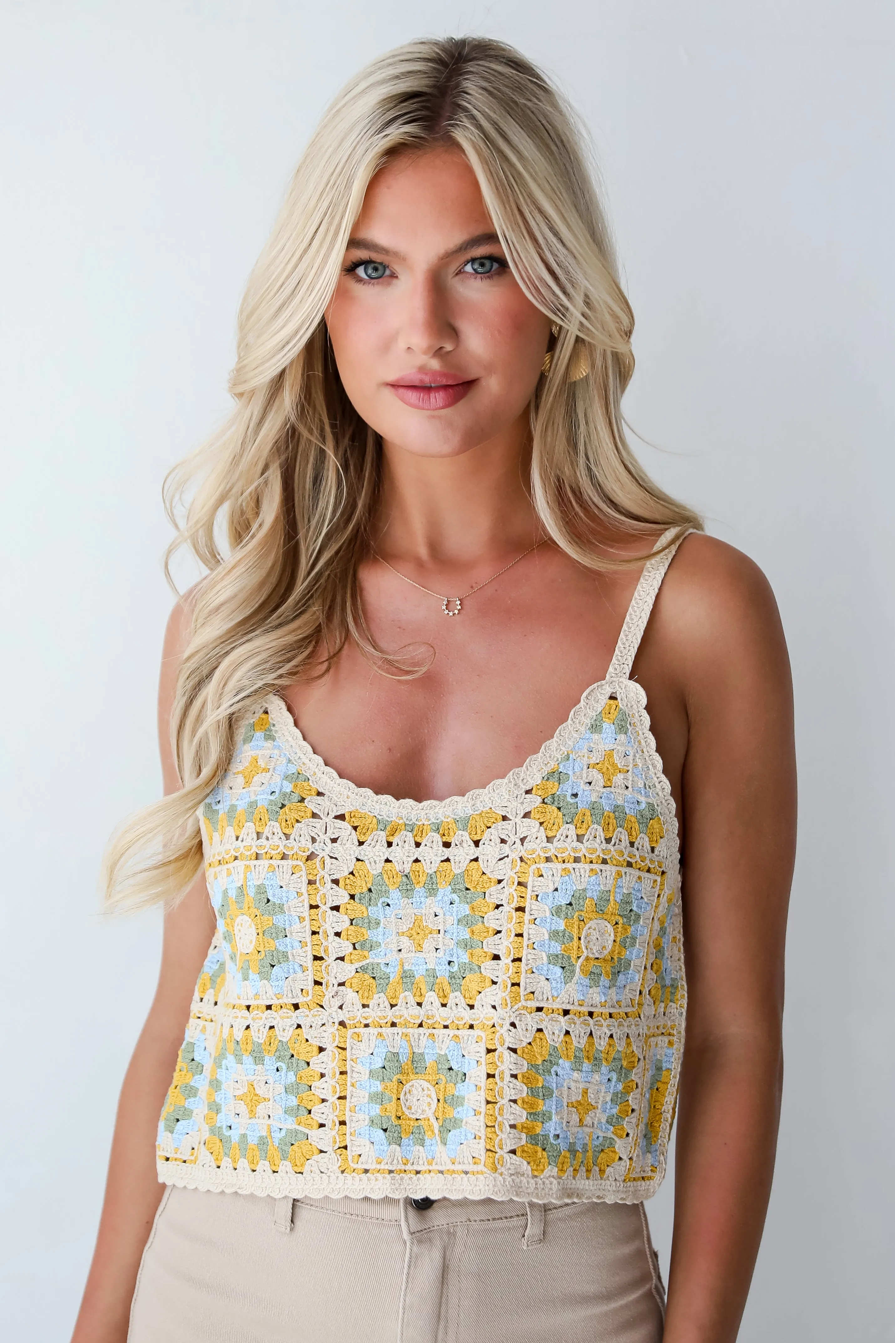 FINAL SALE - Extraordinary Darling Natural Crochet Knit Tank - DU DEAL