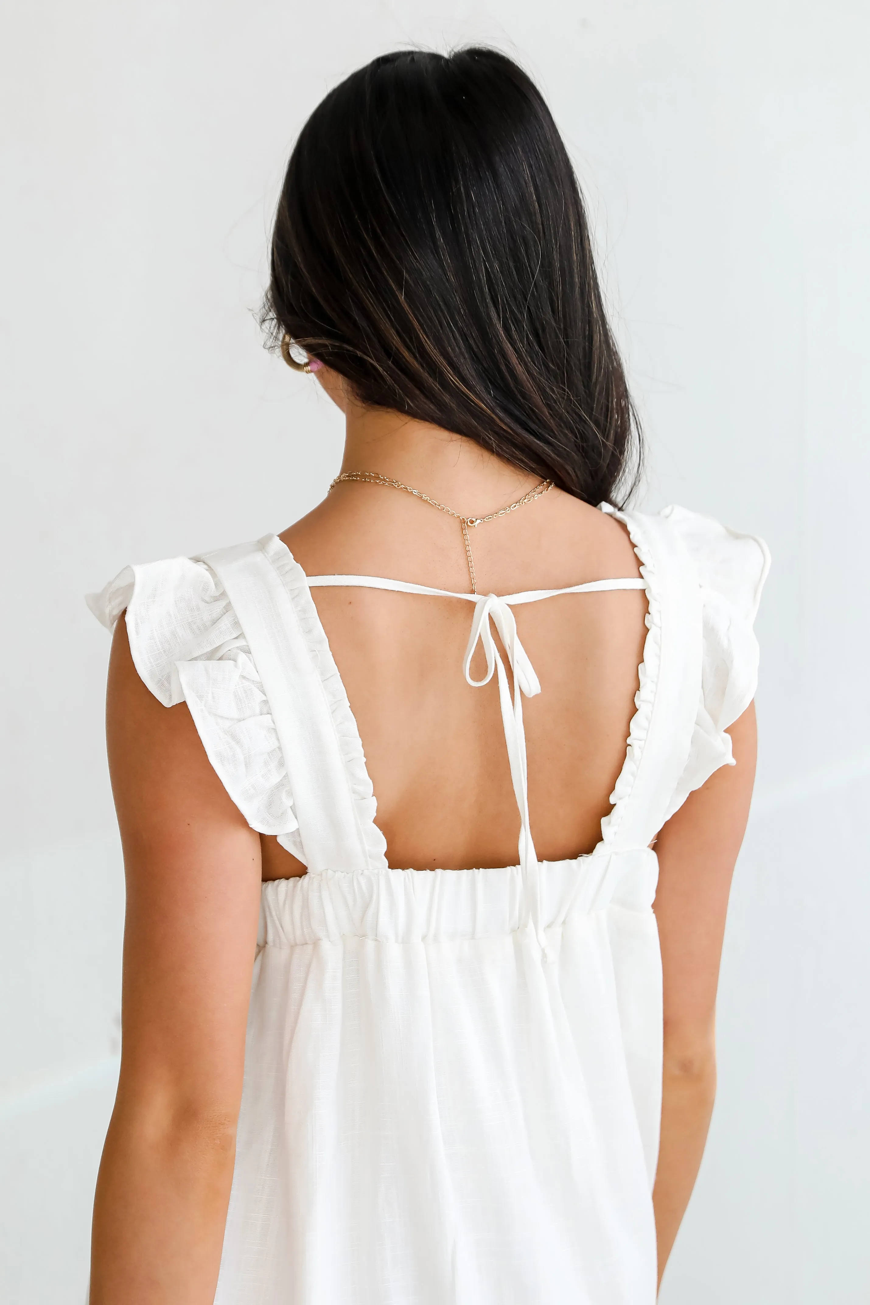 FINAL SALE - Fit To Frolic White Linen Mini Dress