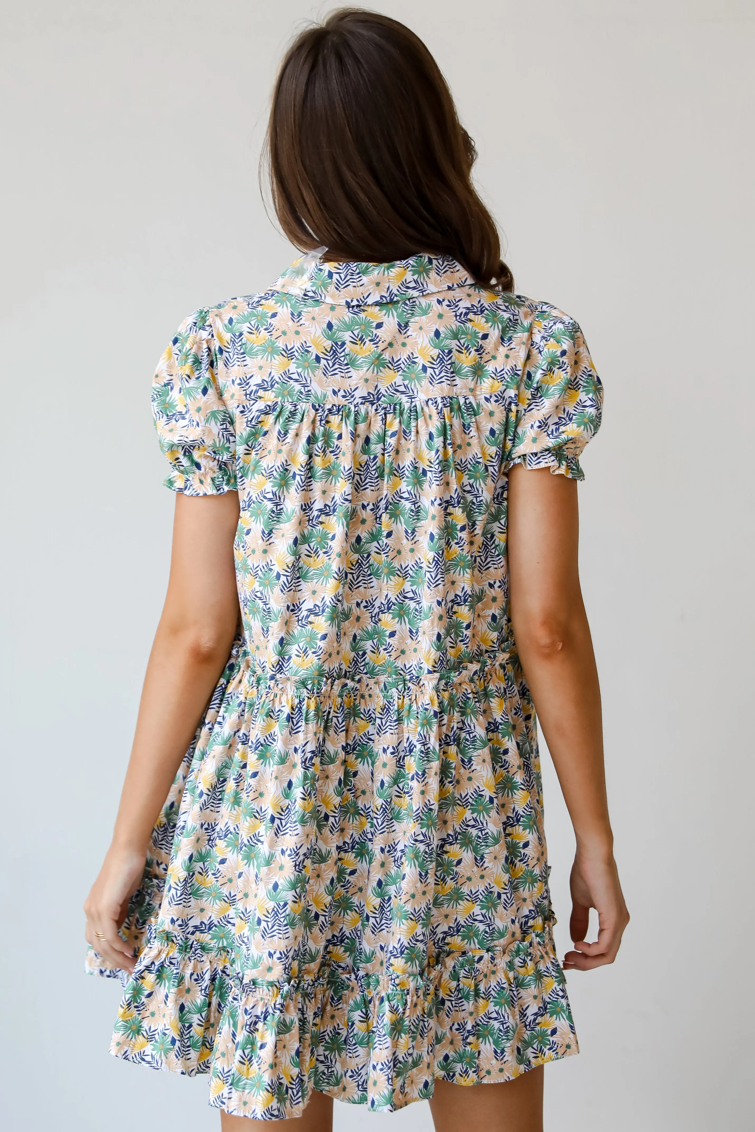 FINAL SALE - Love In The Garden Green Floral Tiered Mini Dress