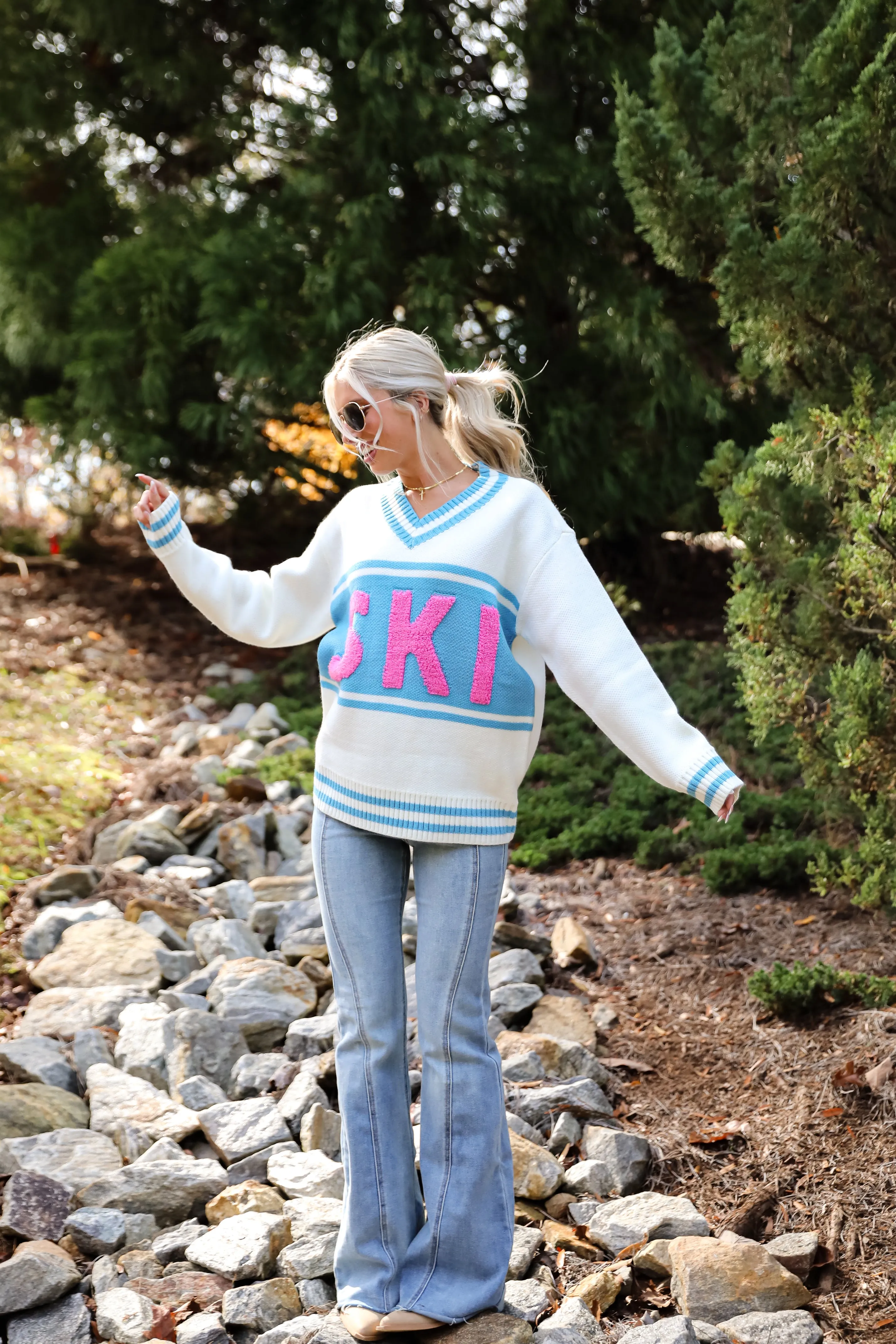 FINAL SALE - Moments Of Cozy Off White Ski Varsity Sweater