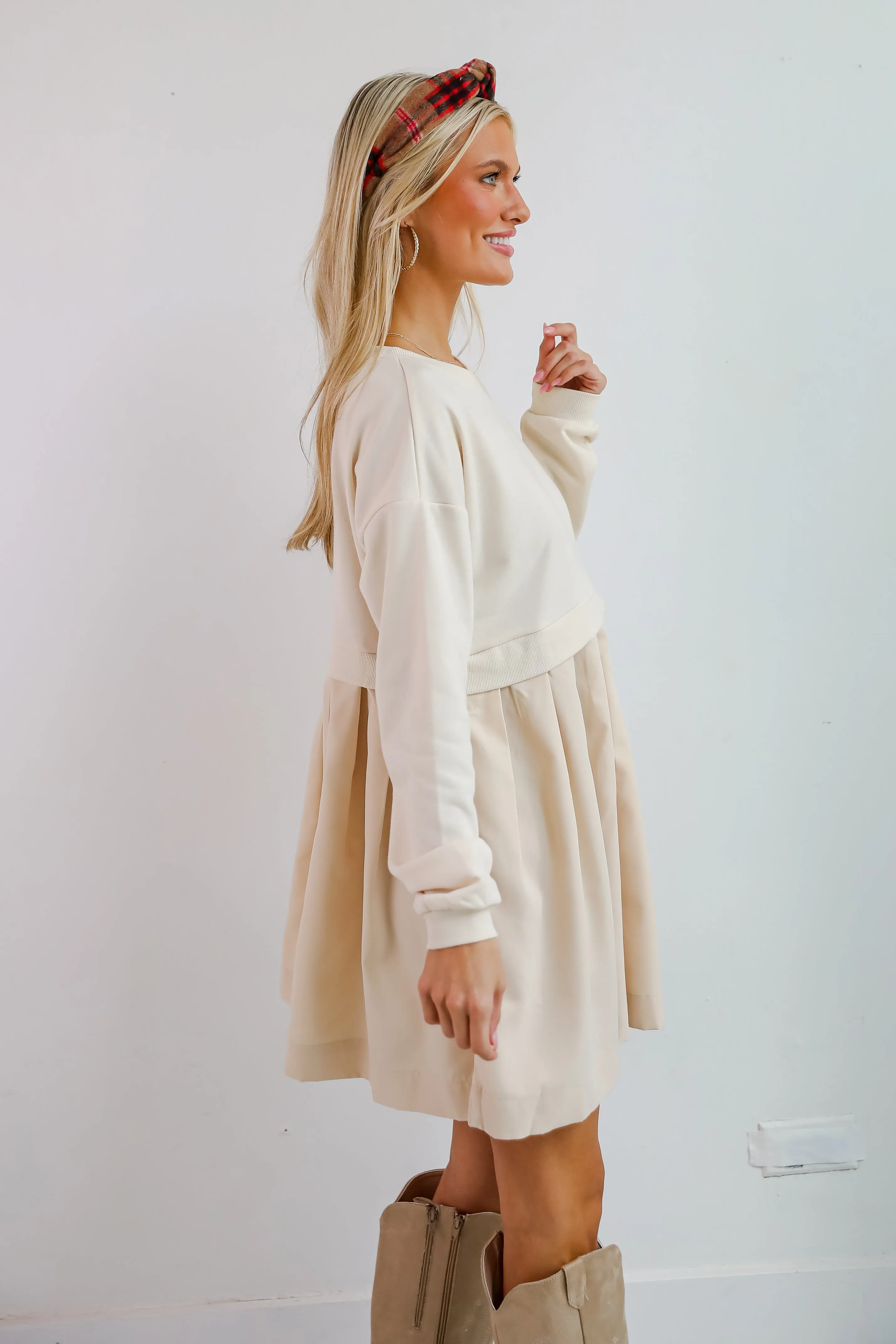 FINAL SALE - Precious Impression Natural Sweatshirt Dress