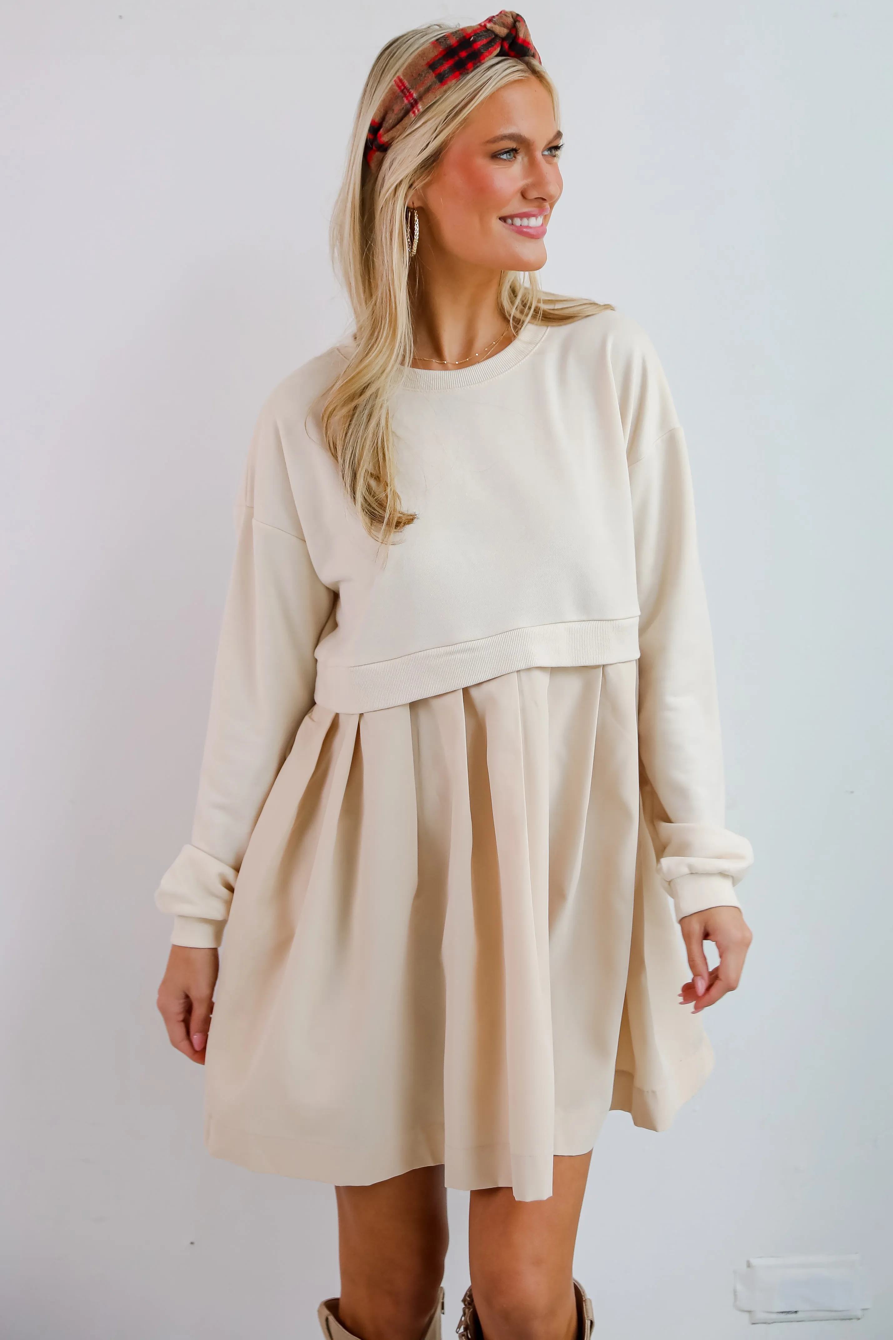 FINAL SALE - Precious Impression Natural Sweatshirt Dress