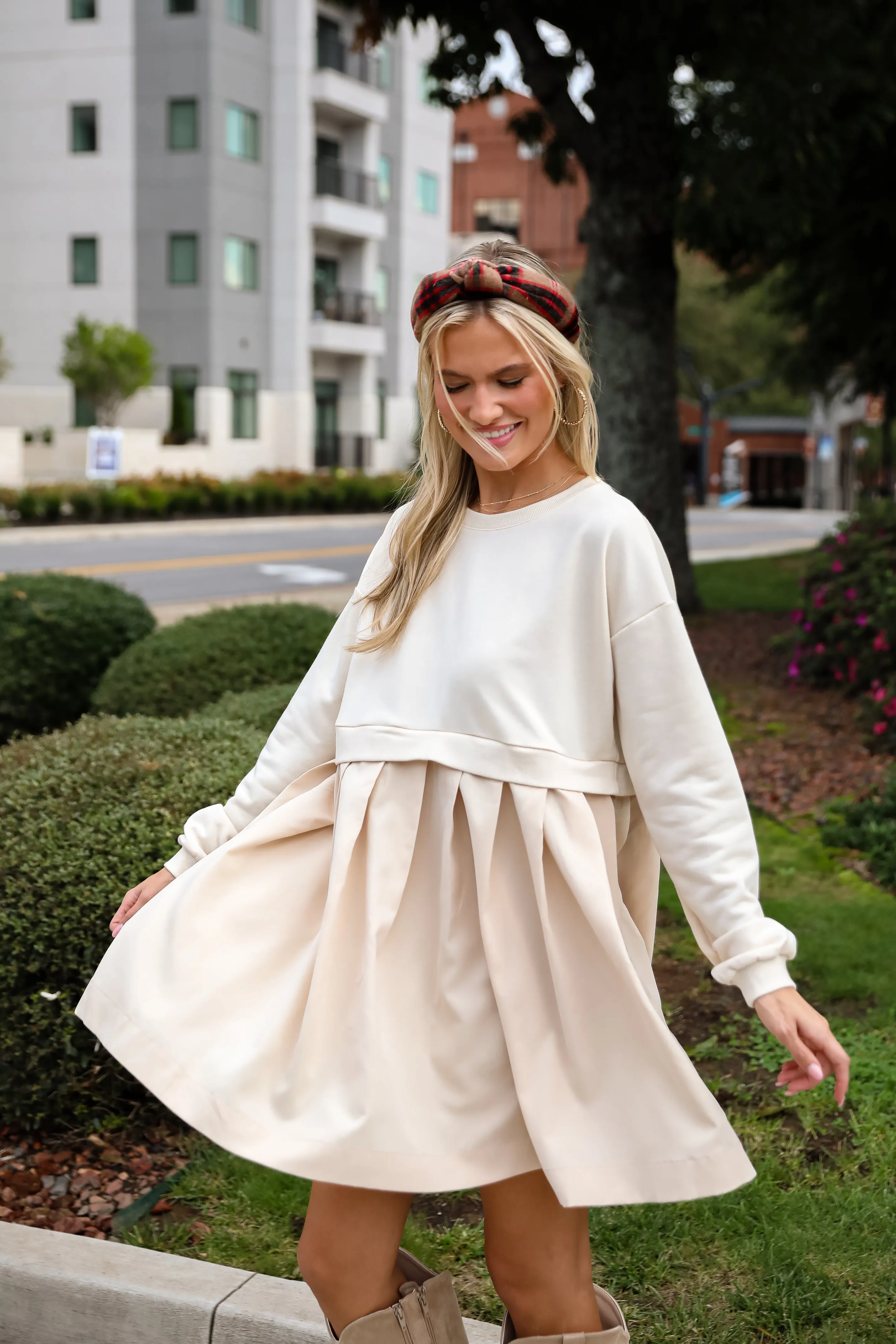 FINAL SALE - Precious Impression Natural Sweatshirt Dress
