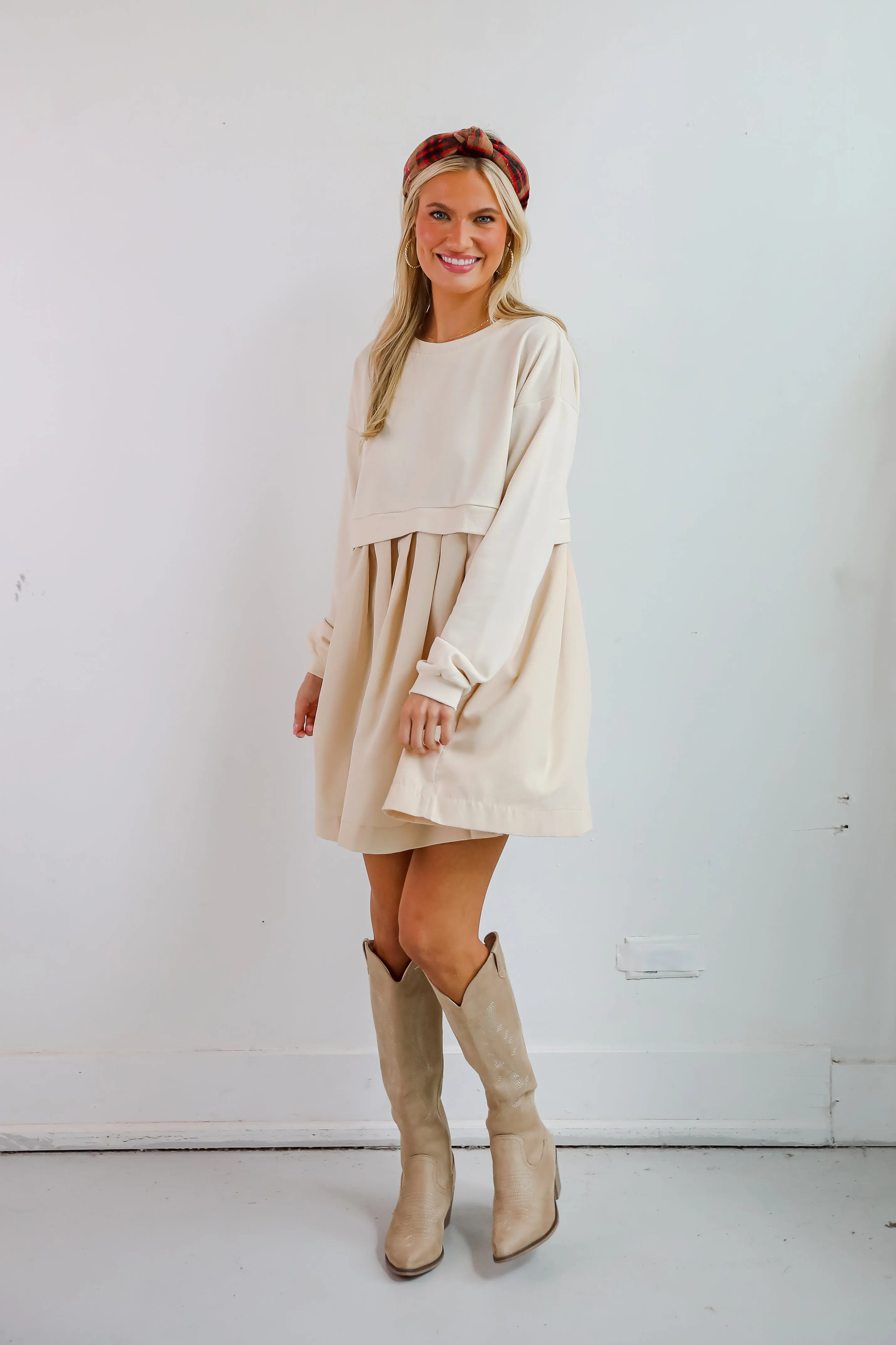 FINAL SALE - Precious Impression Natural Sweatshirt Dress