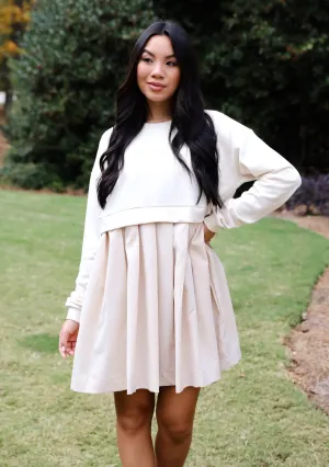 FINAL SALE - Precious Impression Natural Sweatshirt Dress