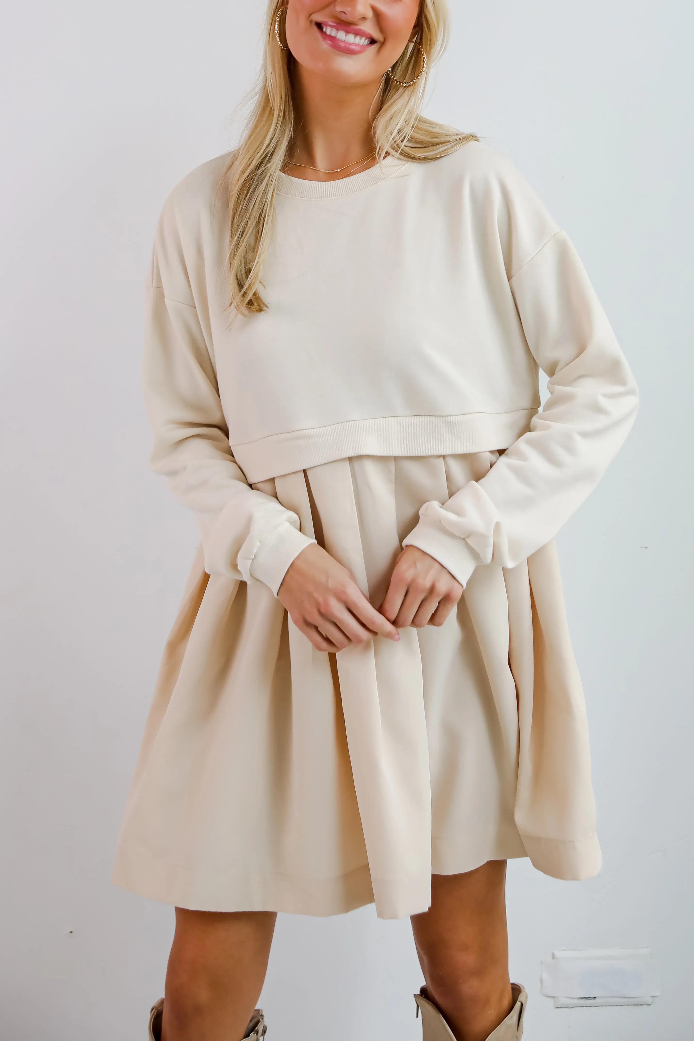 FINAL SALE - Precious Impression Natural Sweatshirt Dress