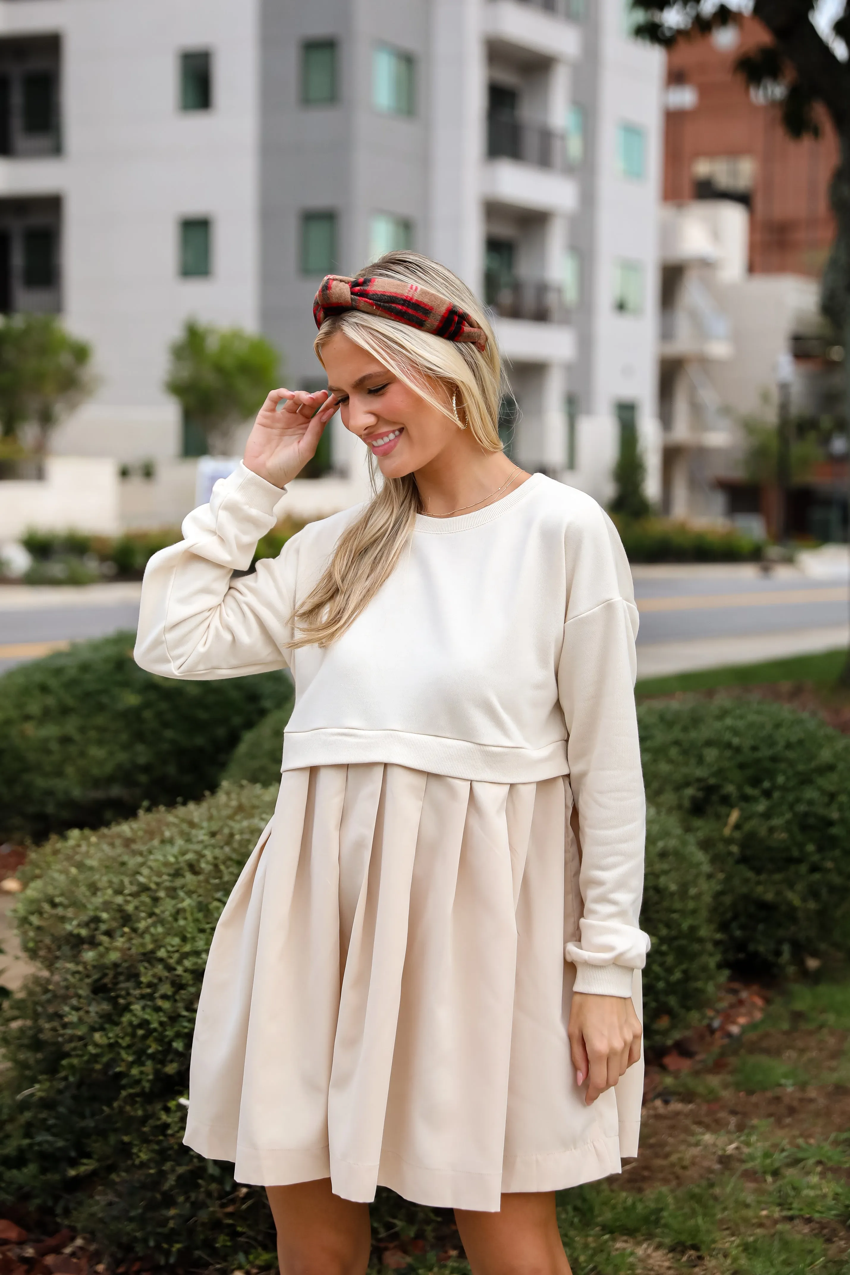FINAL SALE - Precious Impression Natural Sweatshirt Dress