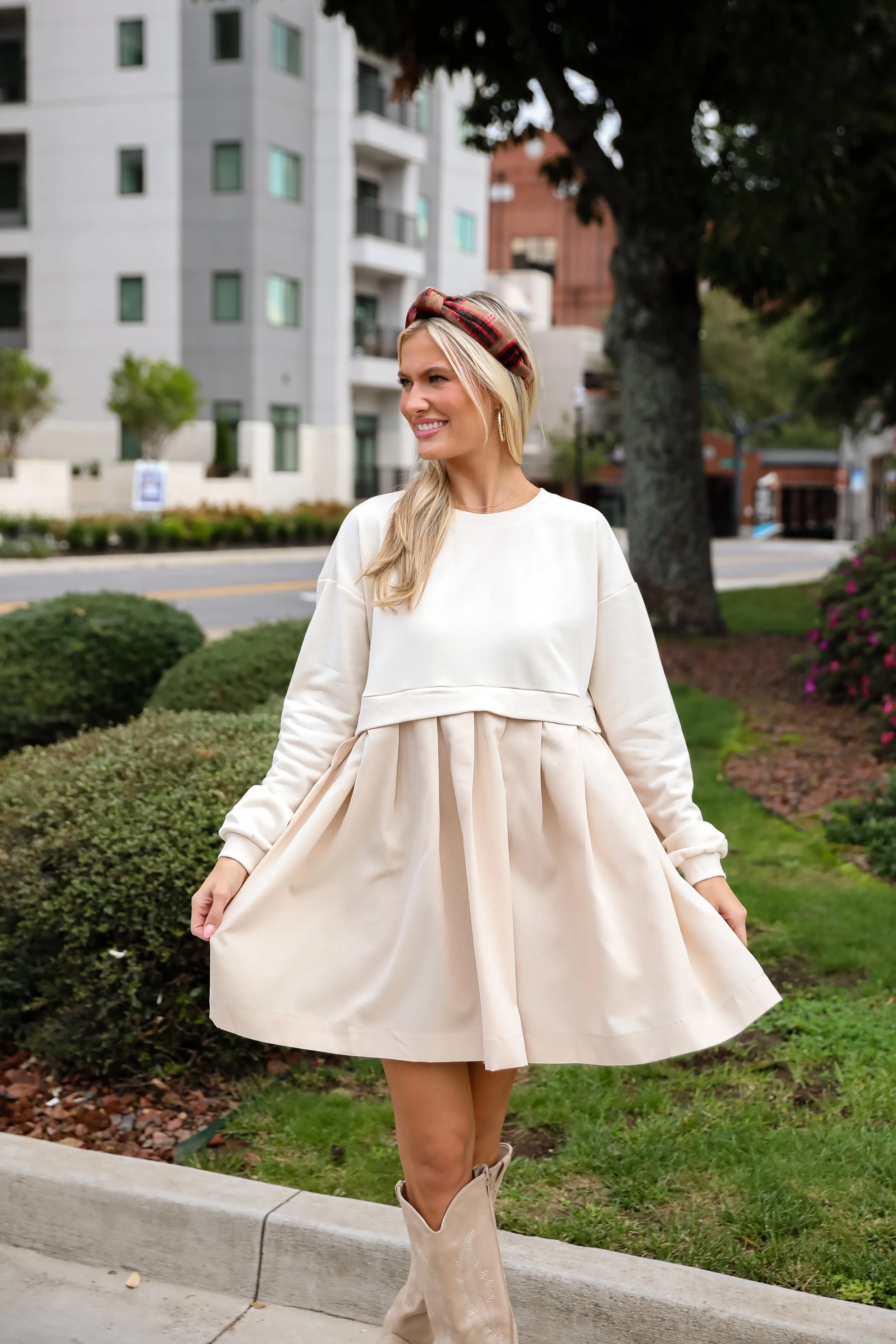 FINAL SALE - Precious Impression Natural Sweatshirt Dress