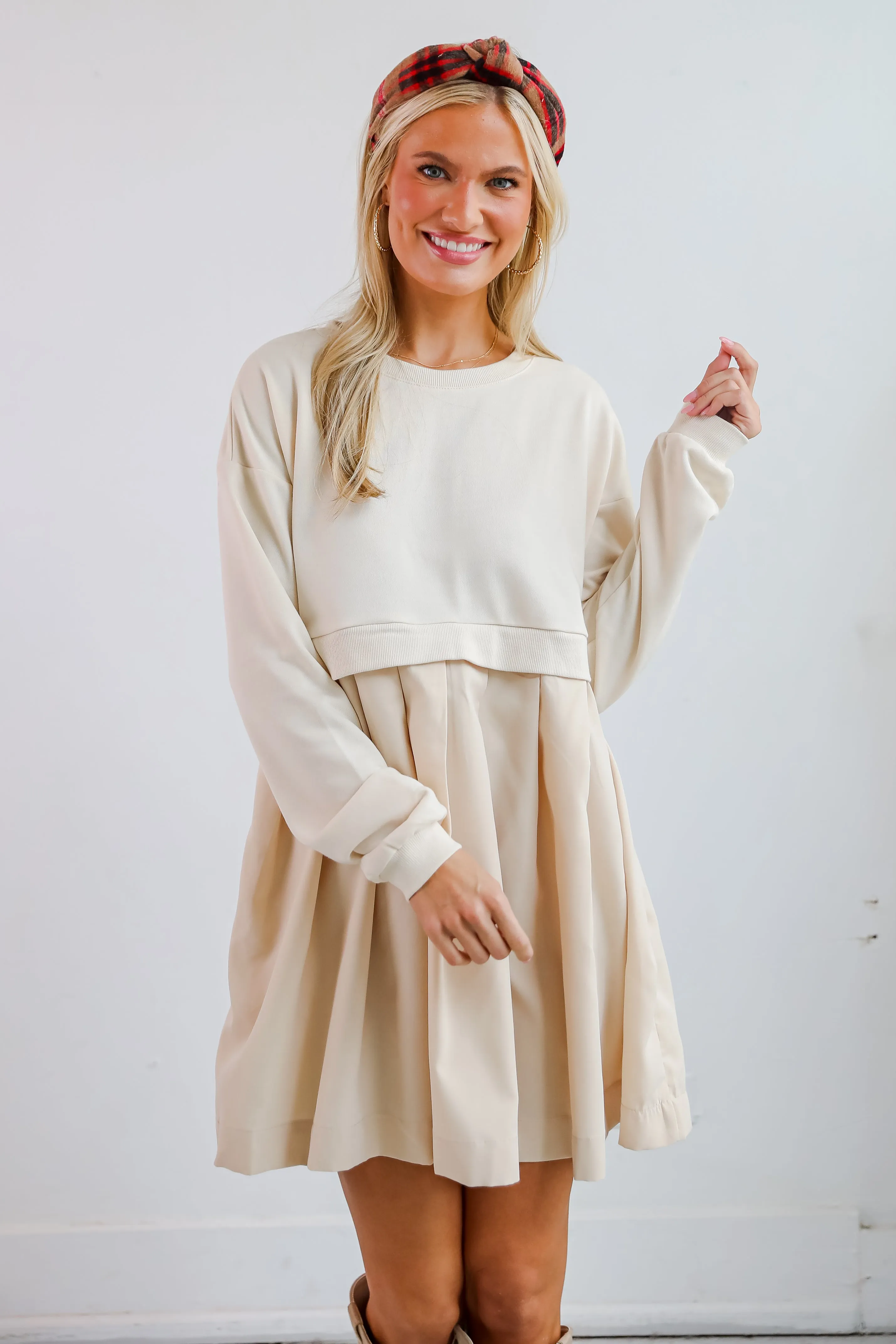 FINAL SALE - Precious Impression Natural Sweatshirt Dress