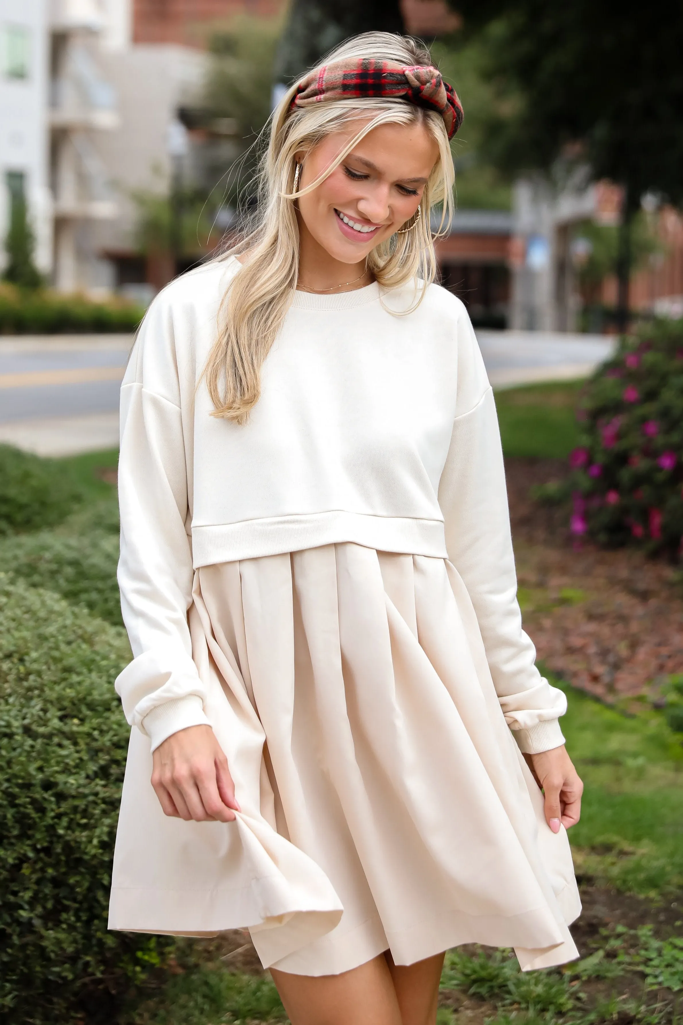 FINAL SALE - Precious Impression Natural Sweatshirt Dress