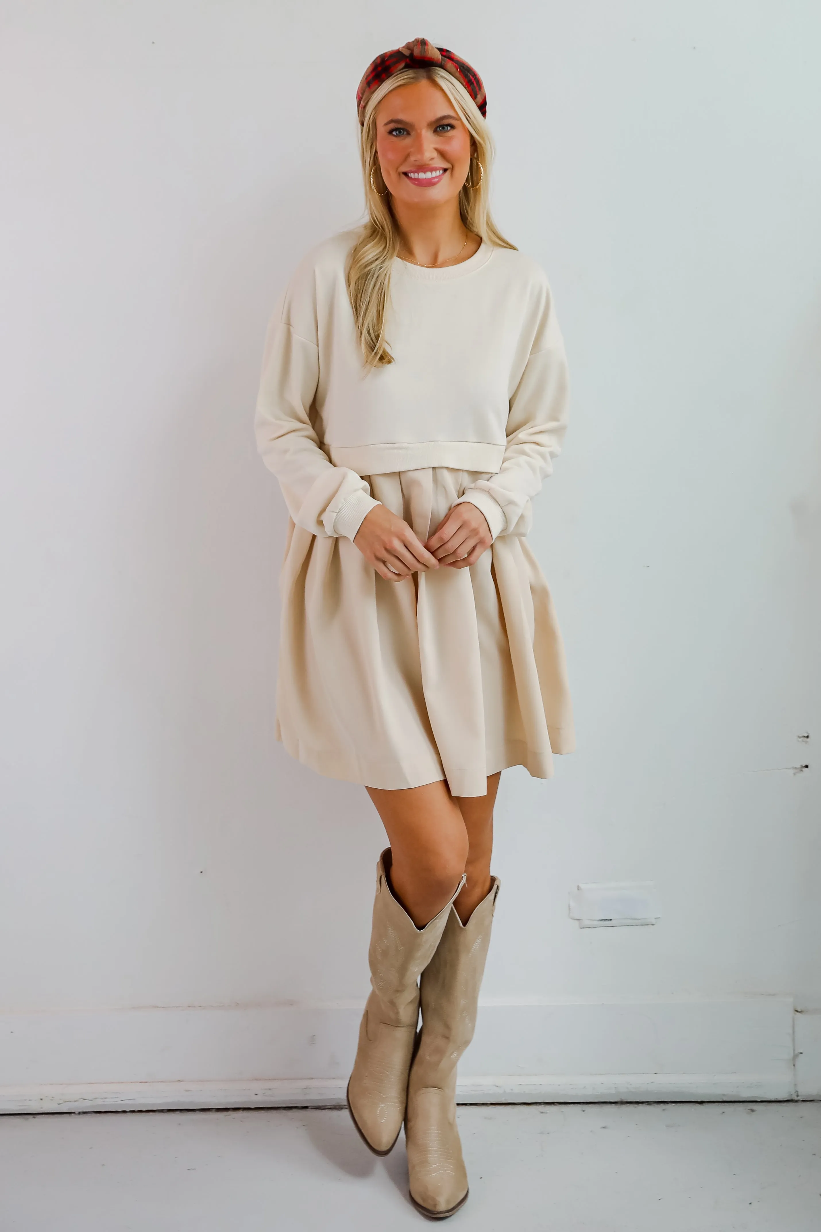 FINAL SALE - Precious Impression Natural Sweatshirt Dress