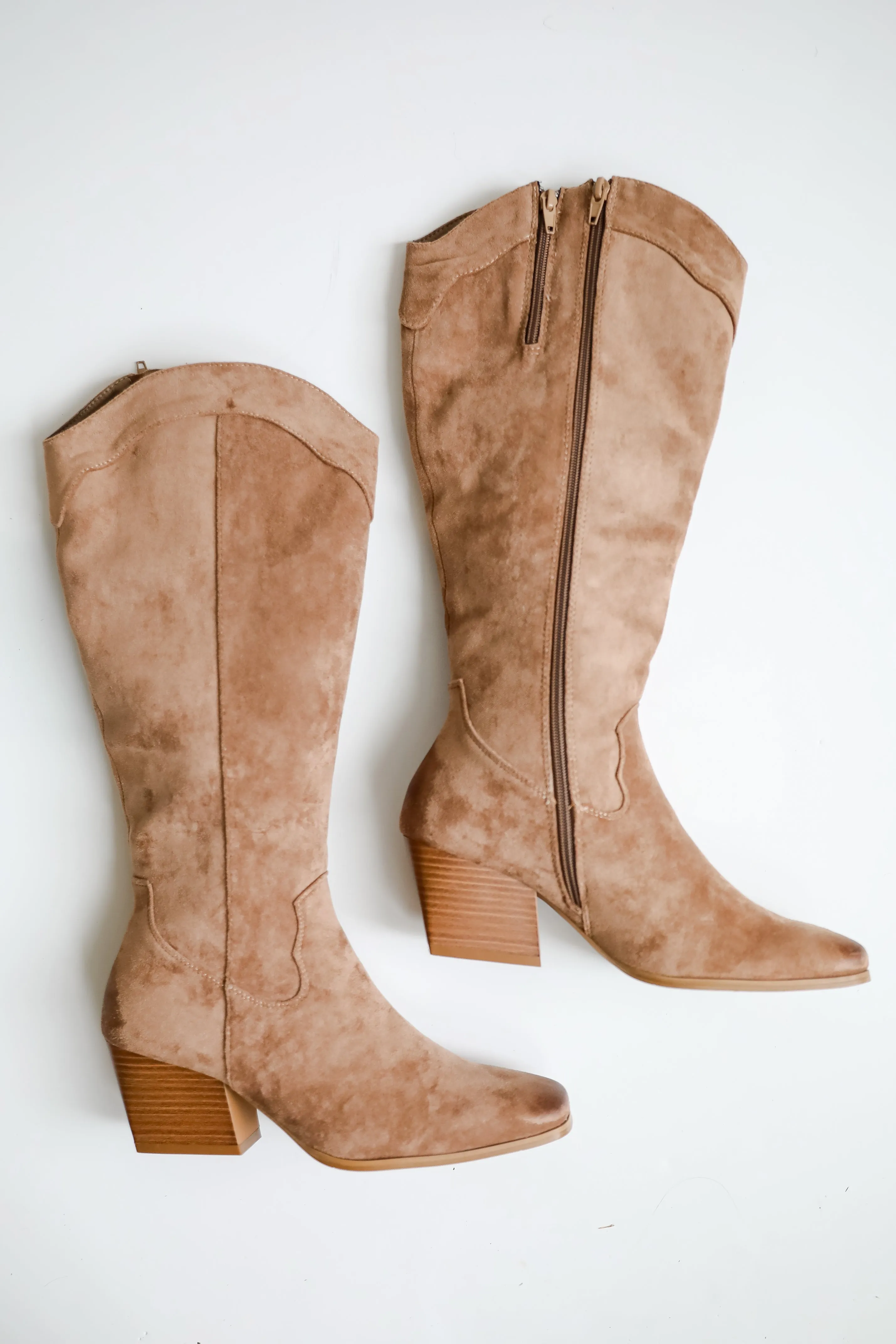 FINAL SALE - Rodeo Cutie Taupe Suede Western Boots