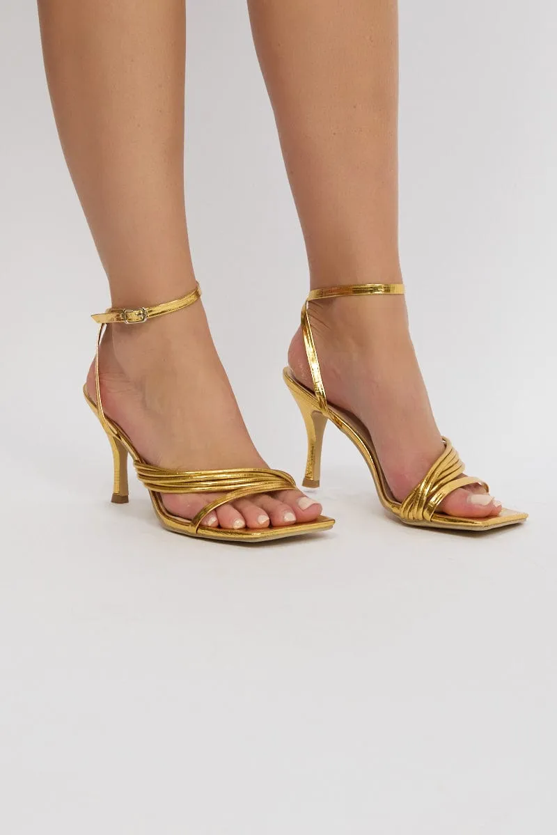 Gold Strappy Heeled Sandals