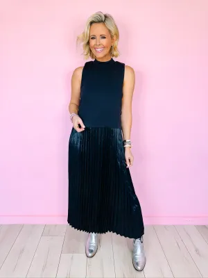 IN PERFECT HARMONY PLEATED DRESS - BLACK