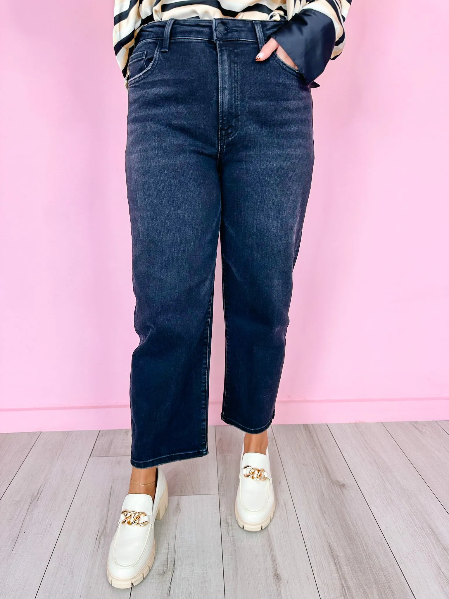 KATE HIGH RISE BARREL JEANS - WASHED BLACK
