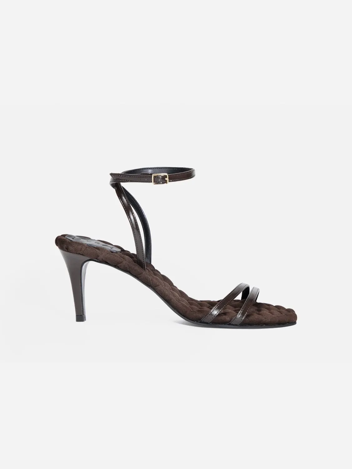 Laura Vegan Cotton High-Heeled Slingback Sandals | Chocolate Brown