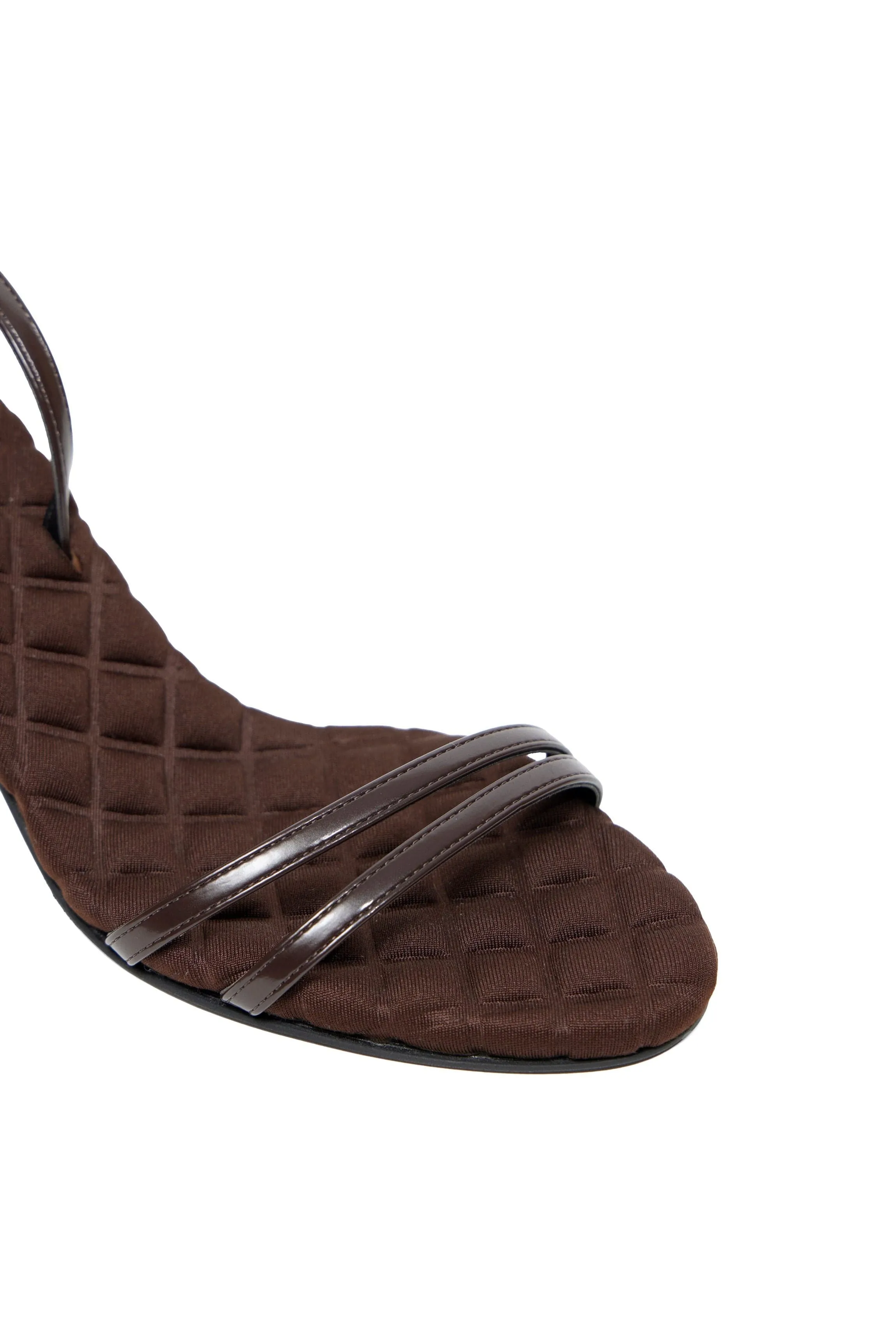 Laura Vegan Cotton High-Heeled Slingback Sandals | Chocolate Brown
