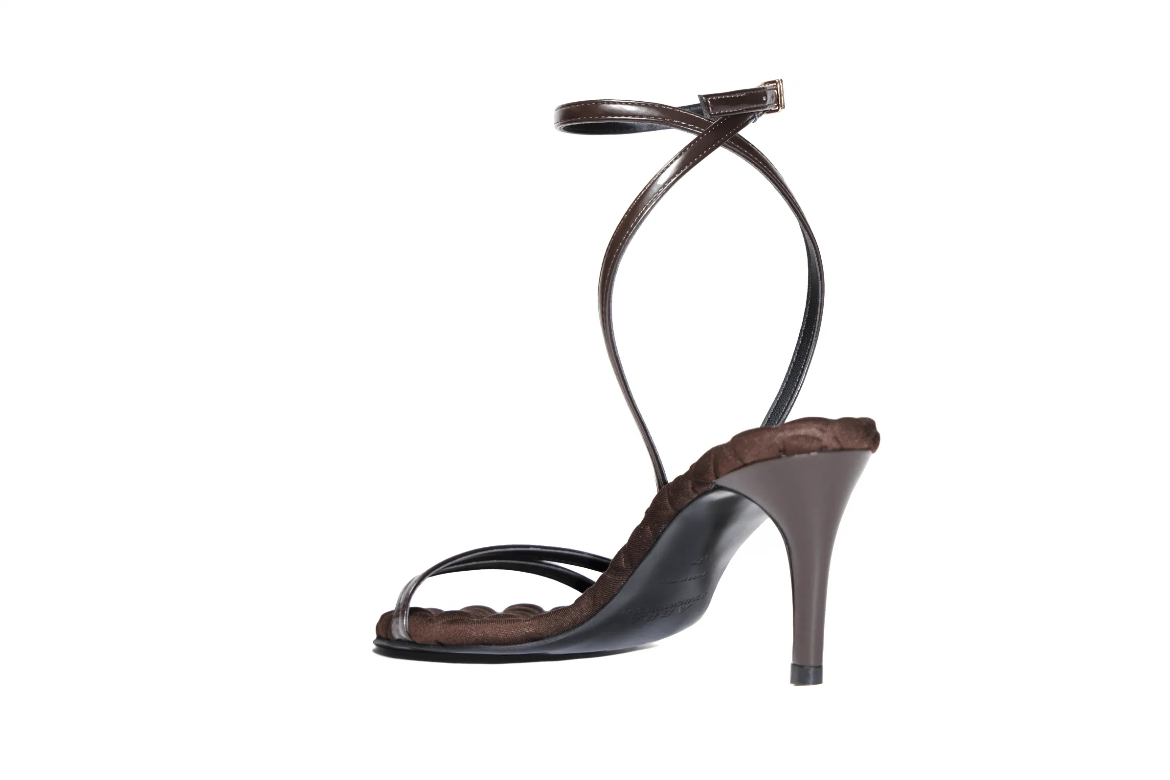 Laura Vegan Cotton High-Heeled Slingback Sandals | Chocolate Brown