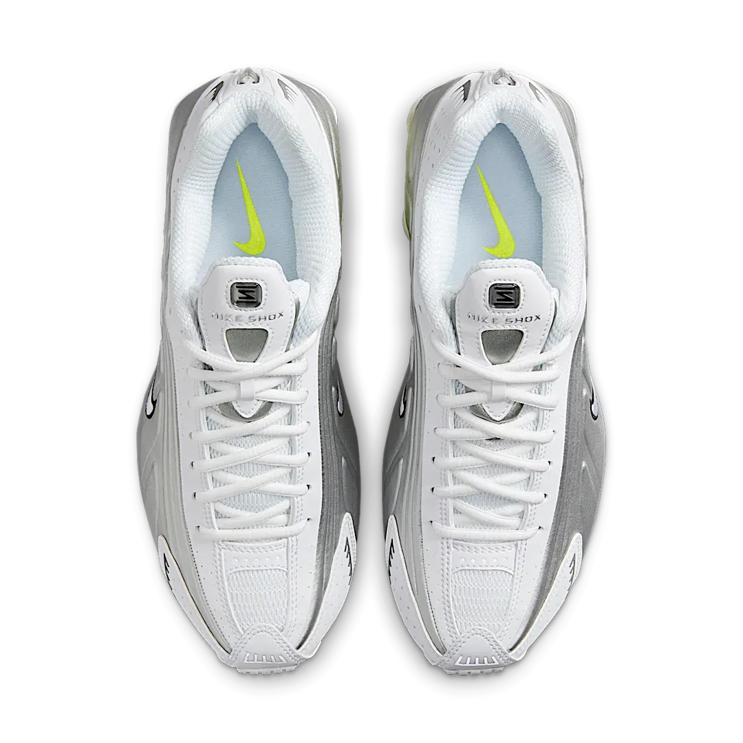 Nike Shox R4 White Metallic Silver Volt