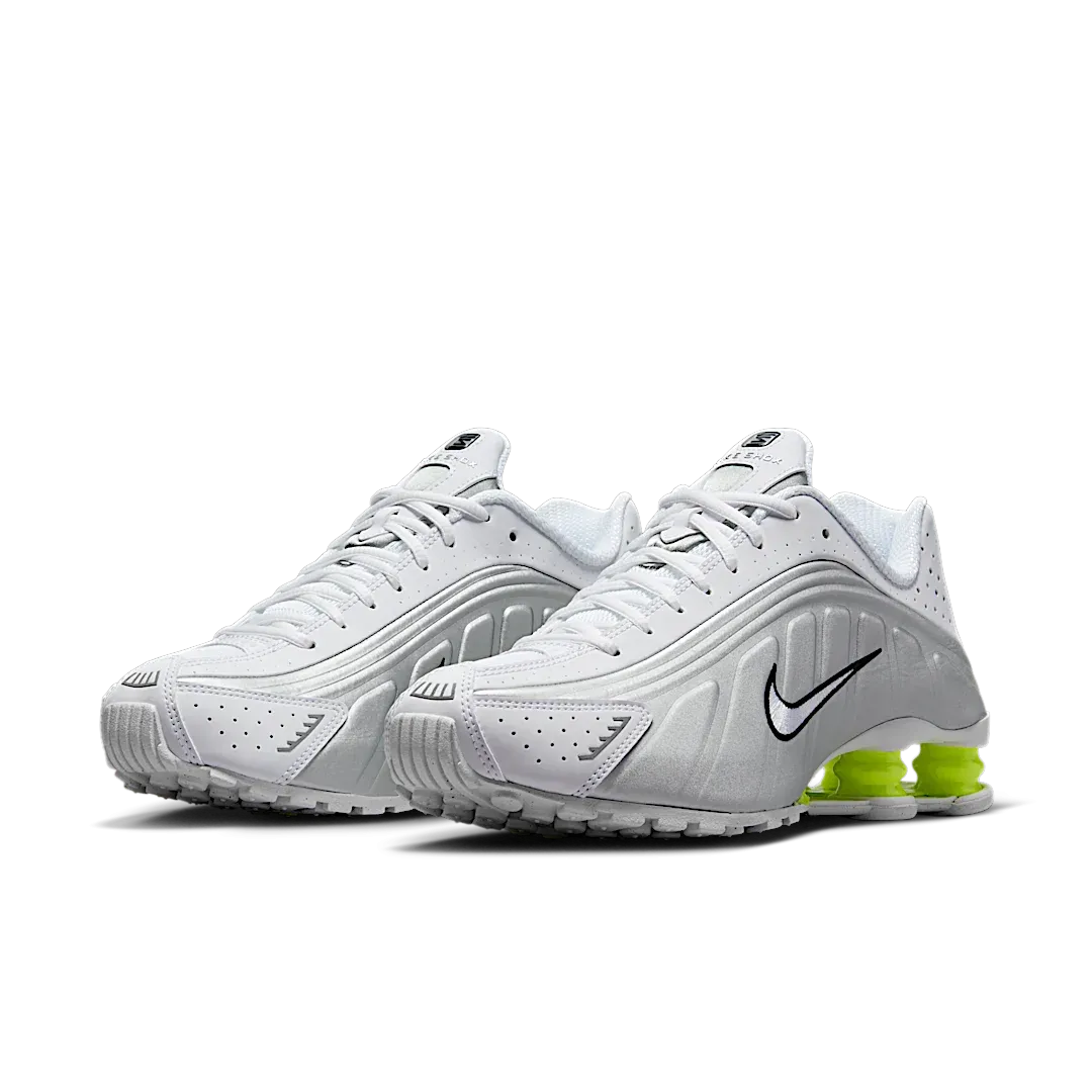 Nike Shox R4 White Metallic Silver Volt