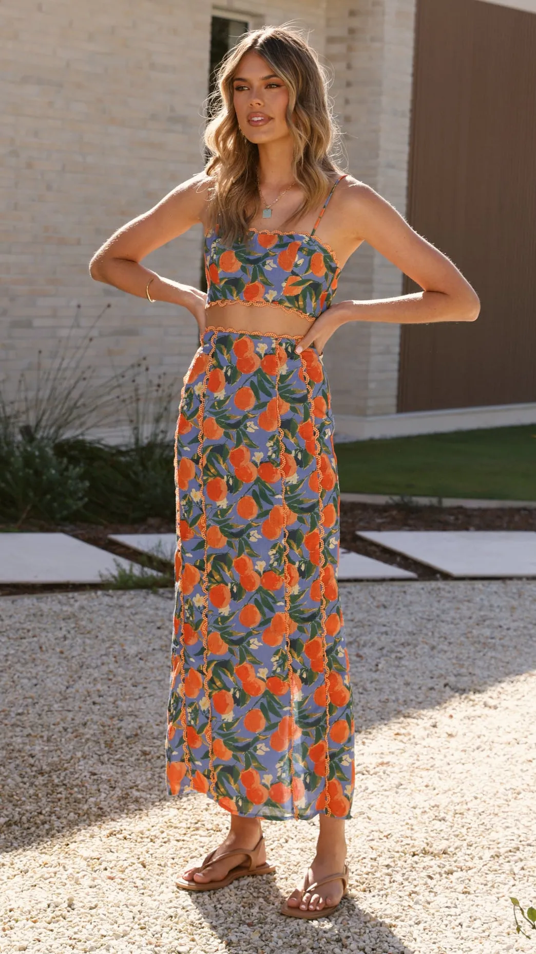 Nova Maxi Skirt - Orange Print